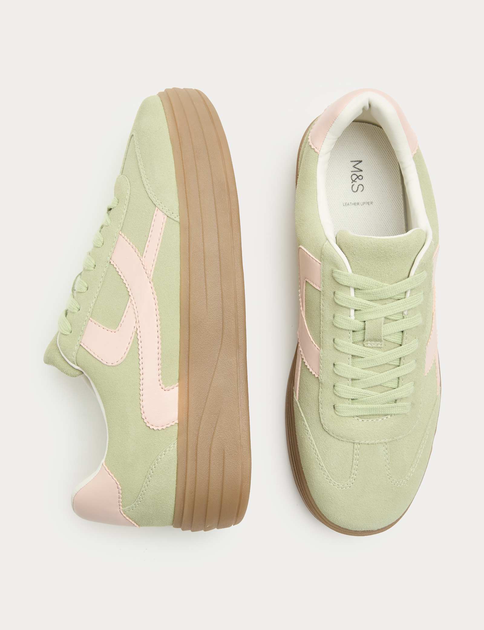Suede Side Detail Platform Trainers - image 2
