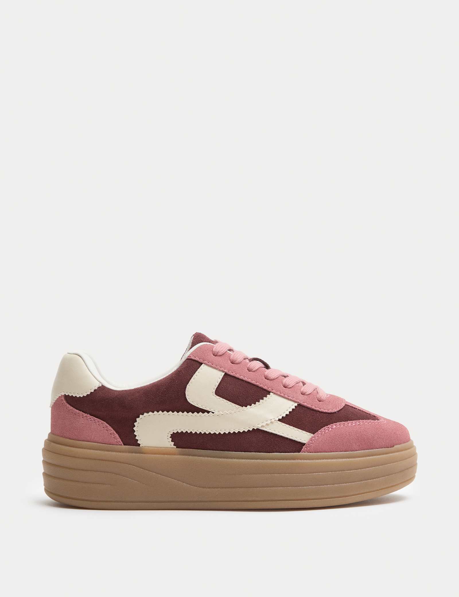 Suede Side Detail Platform Trainers - image 1