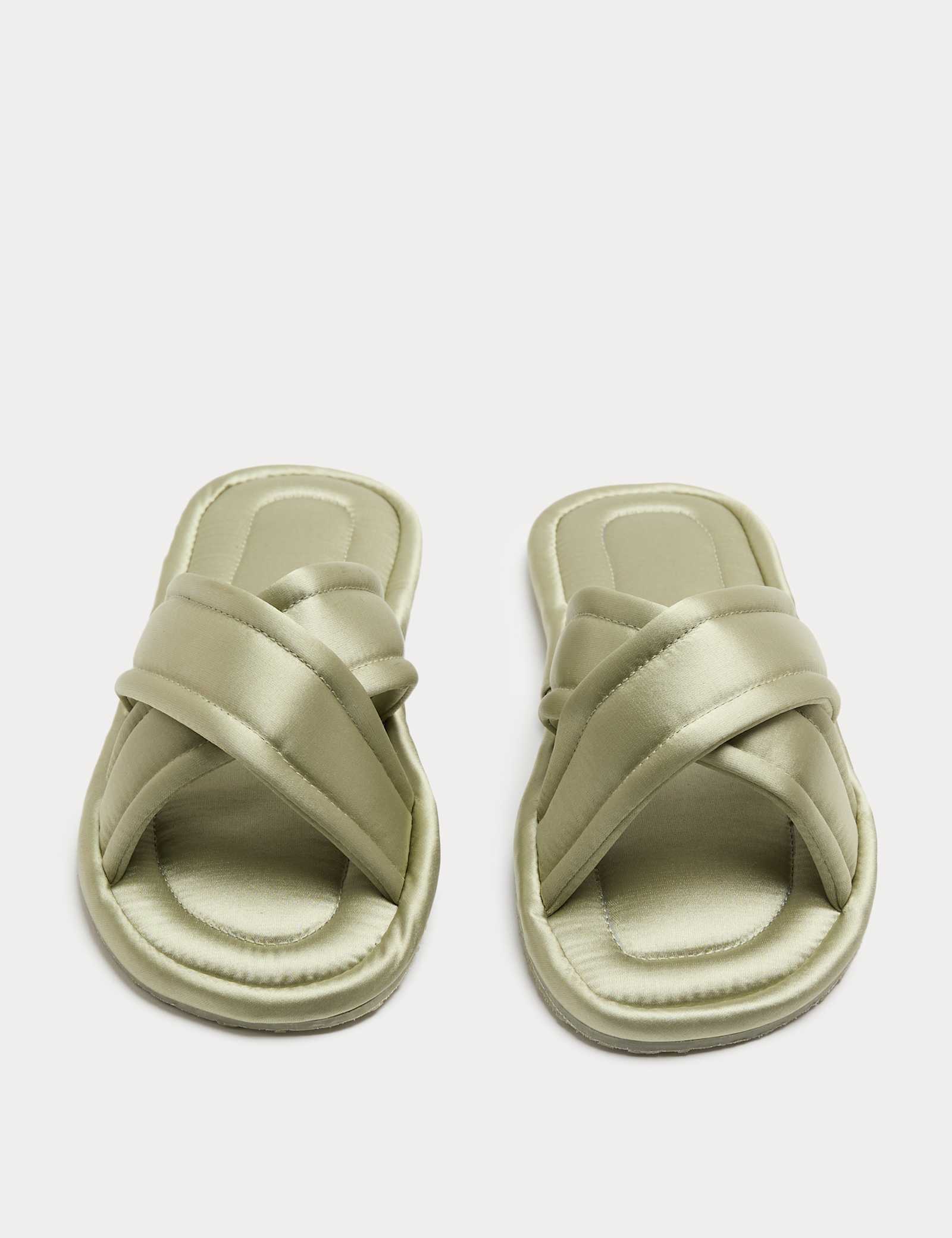 Satin Cross Strap Open Toe Mule Slippers - image 4