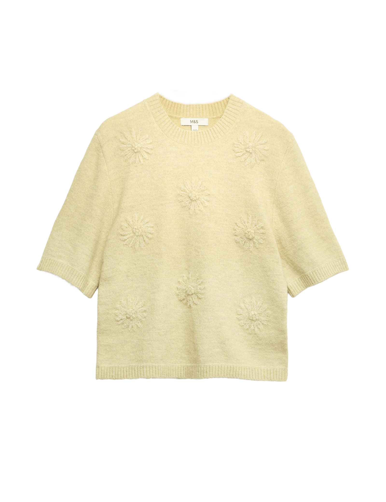 Floral Textured Knitted Top with Wool - image 4