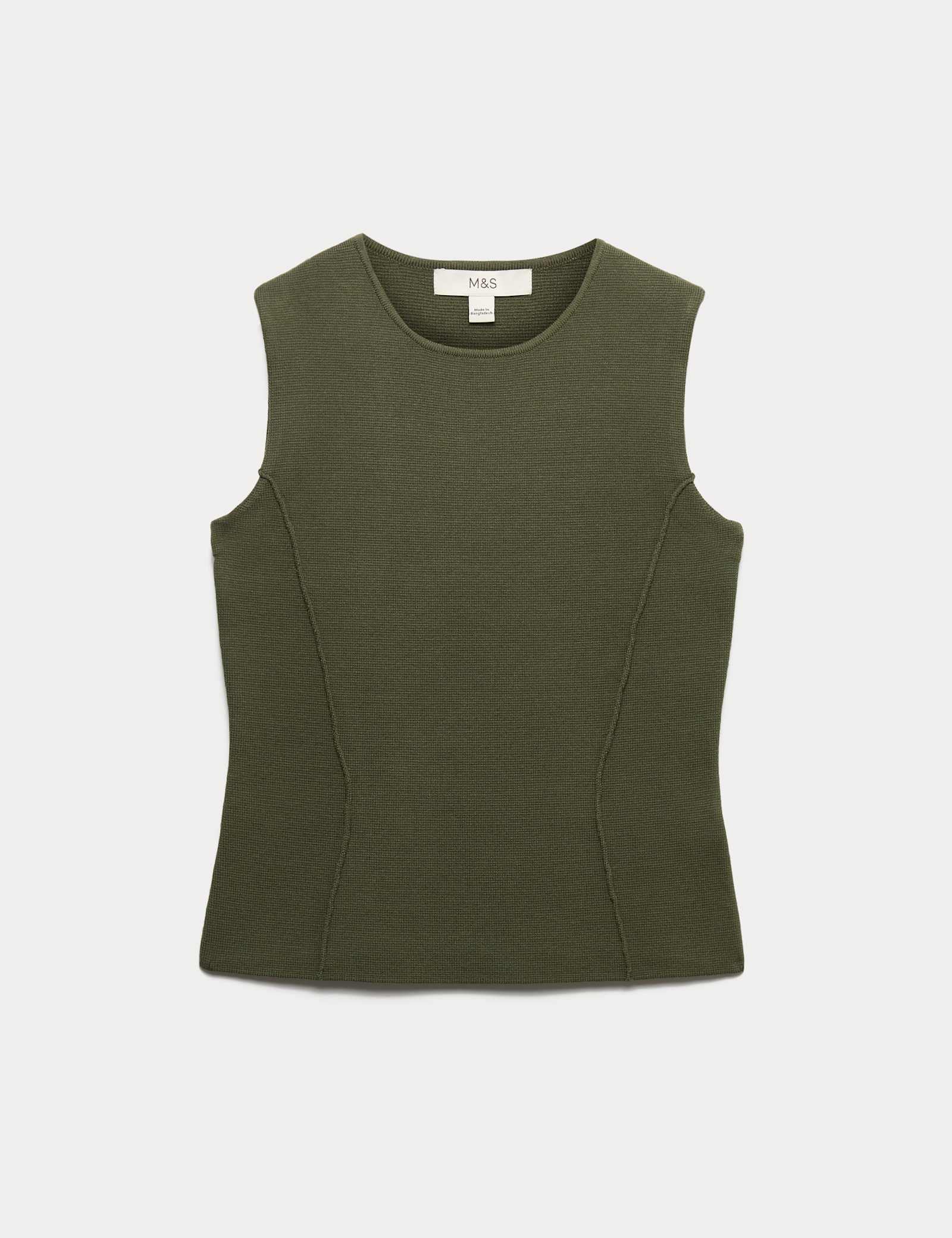 Textured Waisted Slim Fit Knitted Vest - image 2