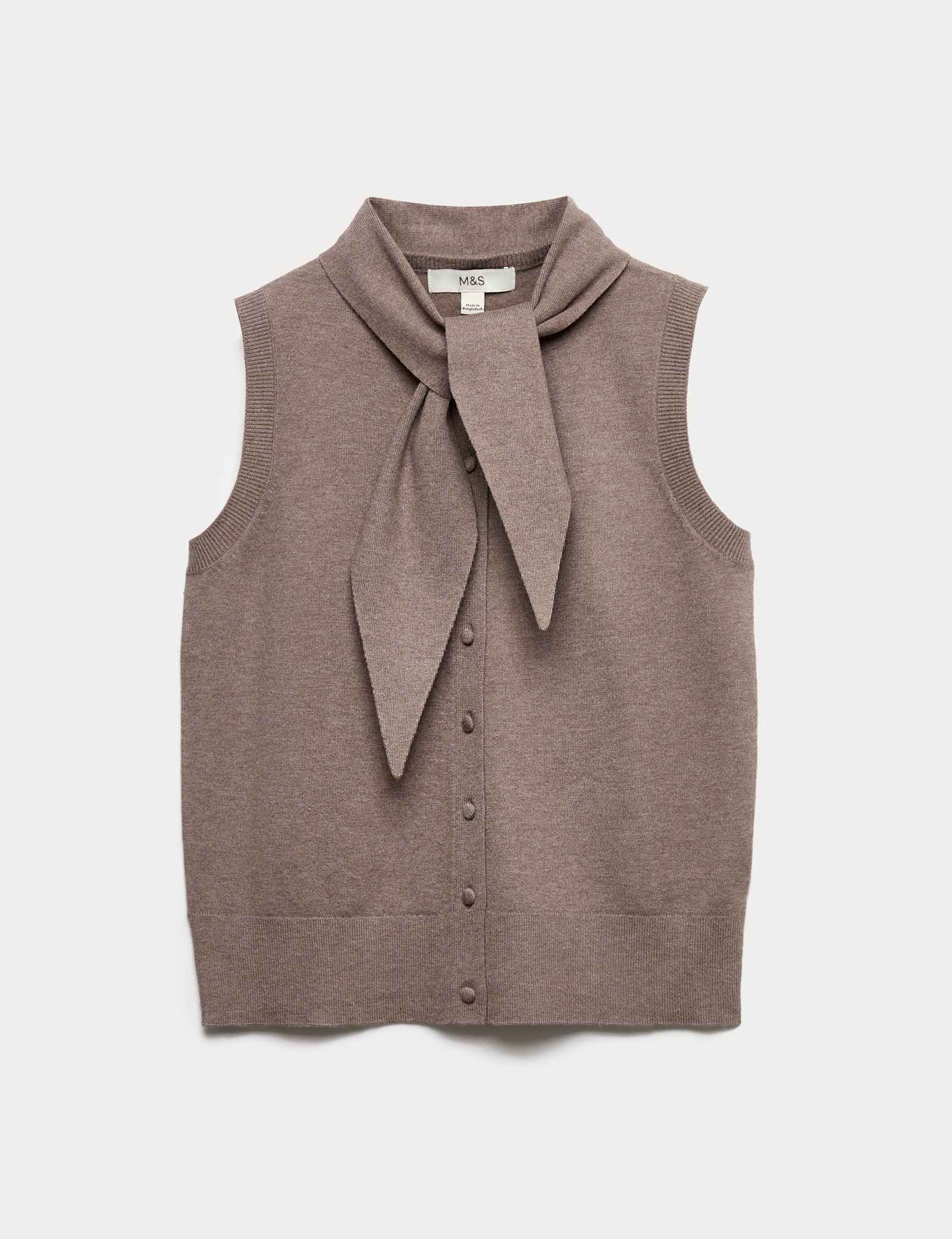 Tie Neck Button Through Knitted Waistcoat - image 1