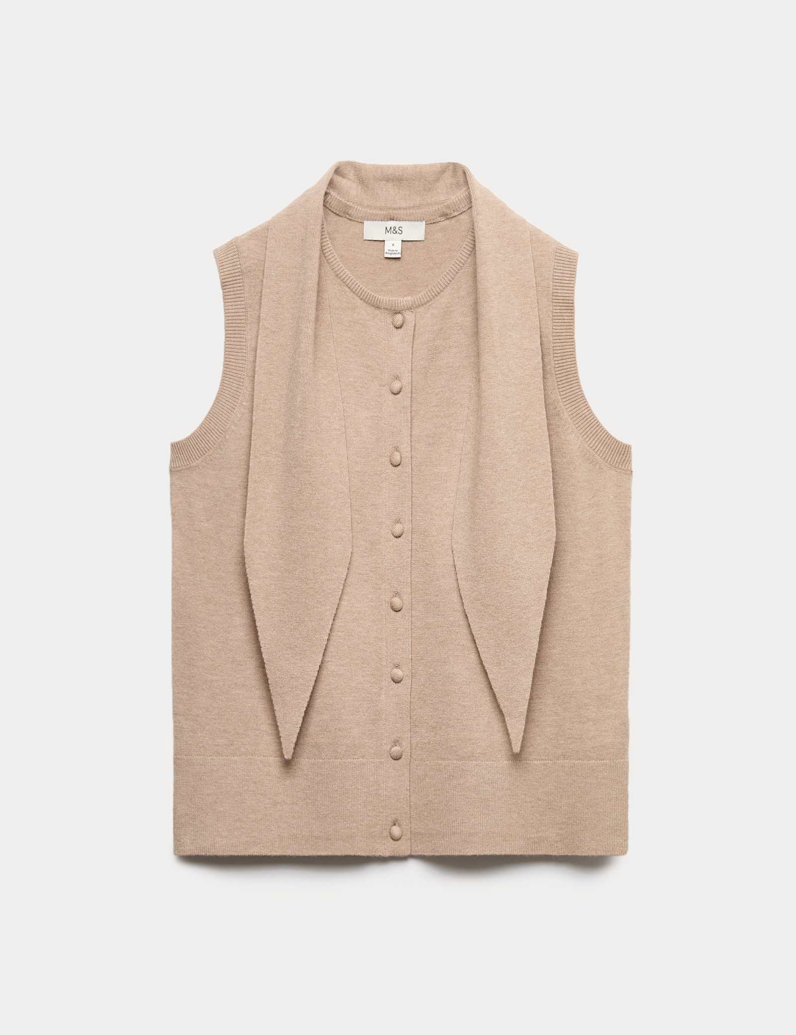 Tie Neck Button Through Knitted Waistcoat - image 2