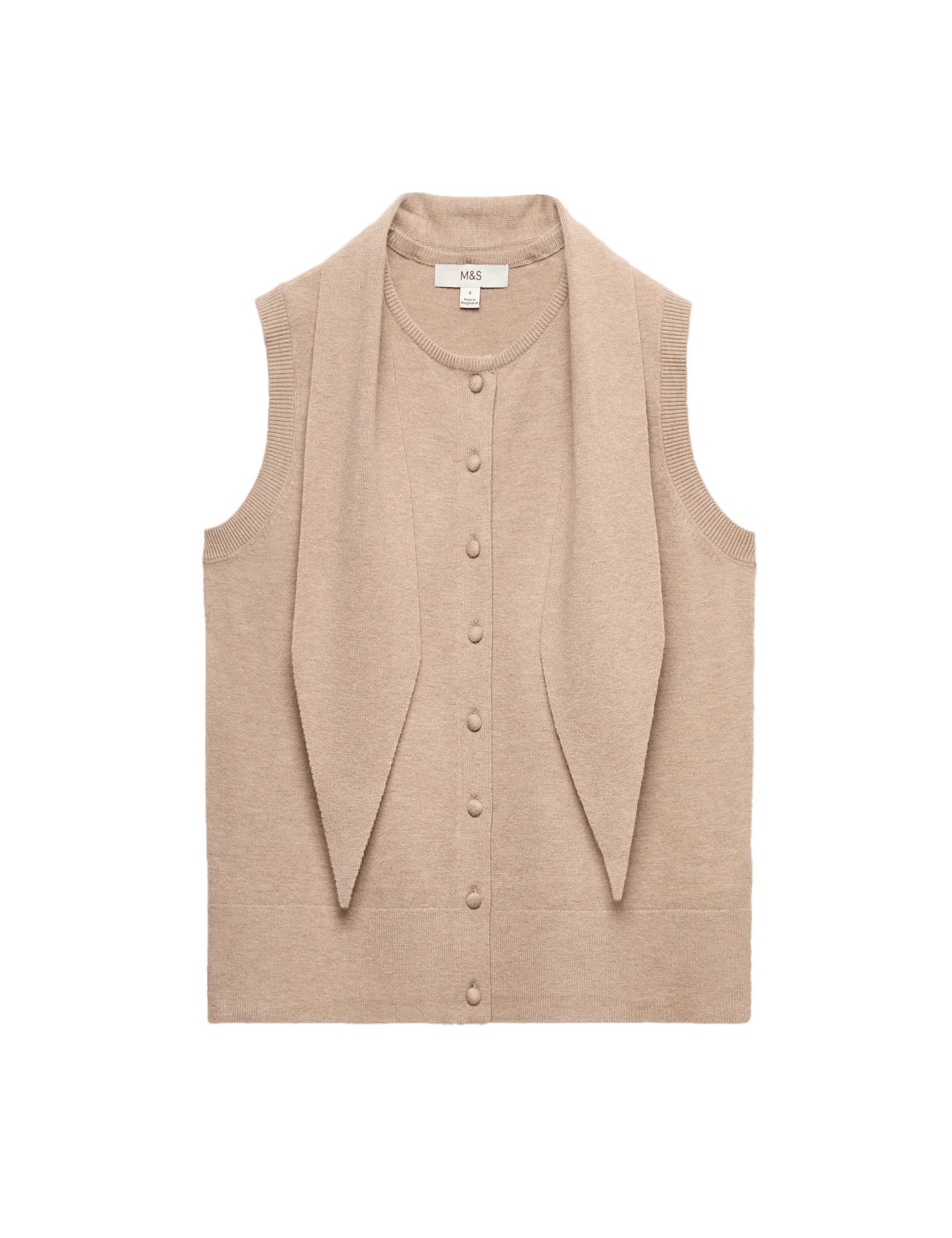 Tie Neck Button Through Knitted Waistcoat - image 5