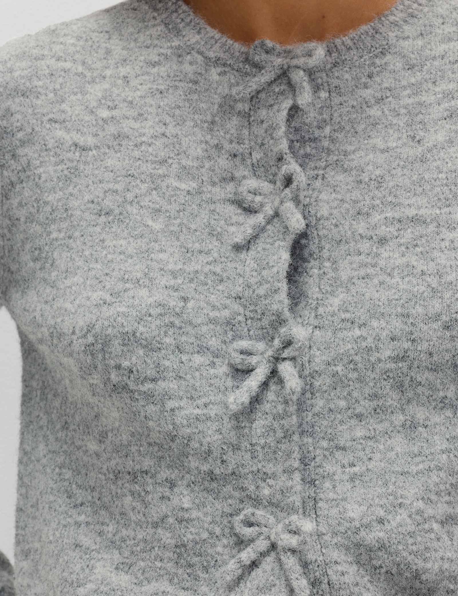 Bow Detail Cropped Cardigan With Wool - image 5