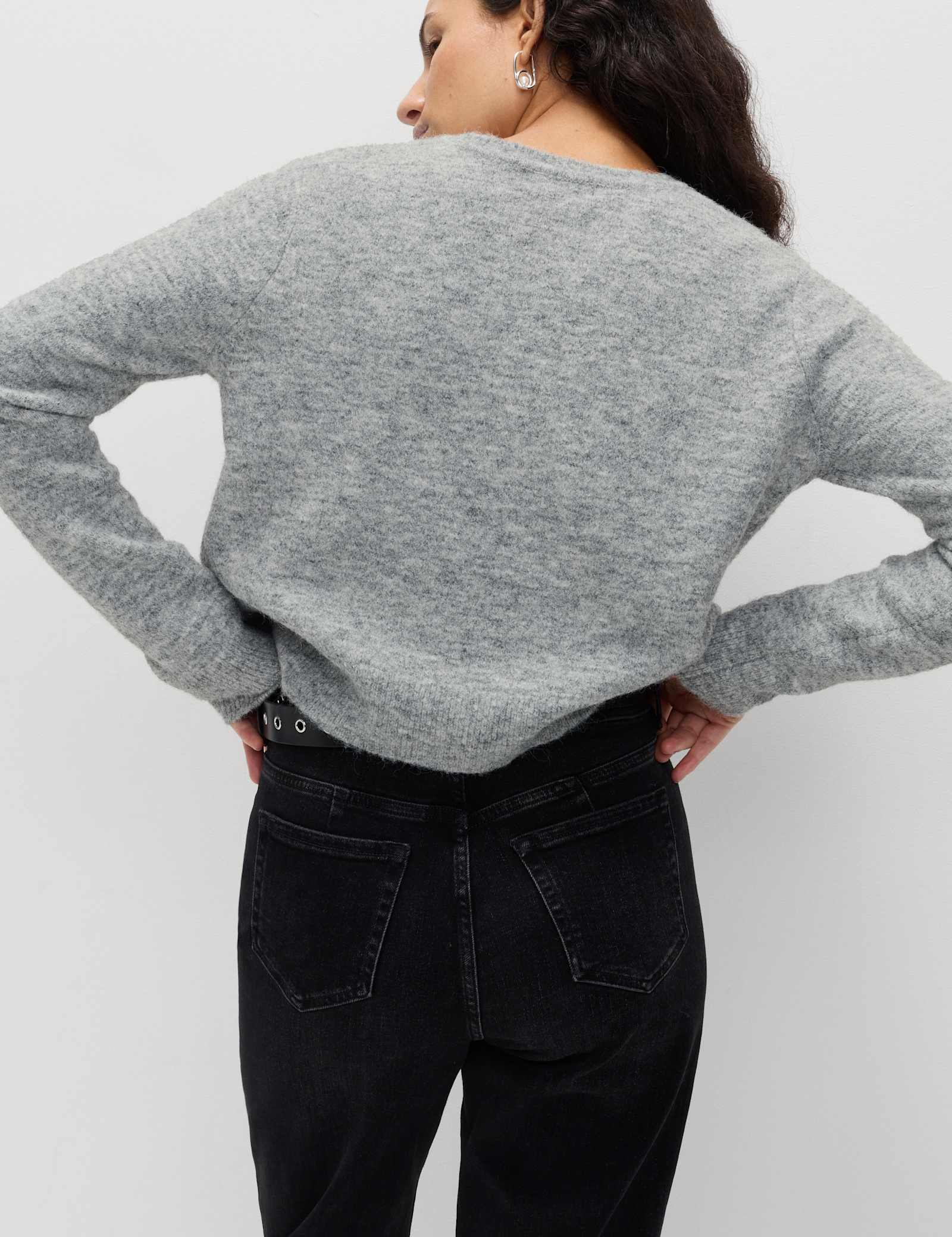 Bow Detail Cropped Cardigan With Wool - image 4