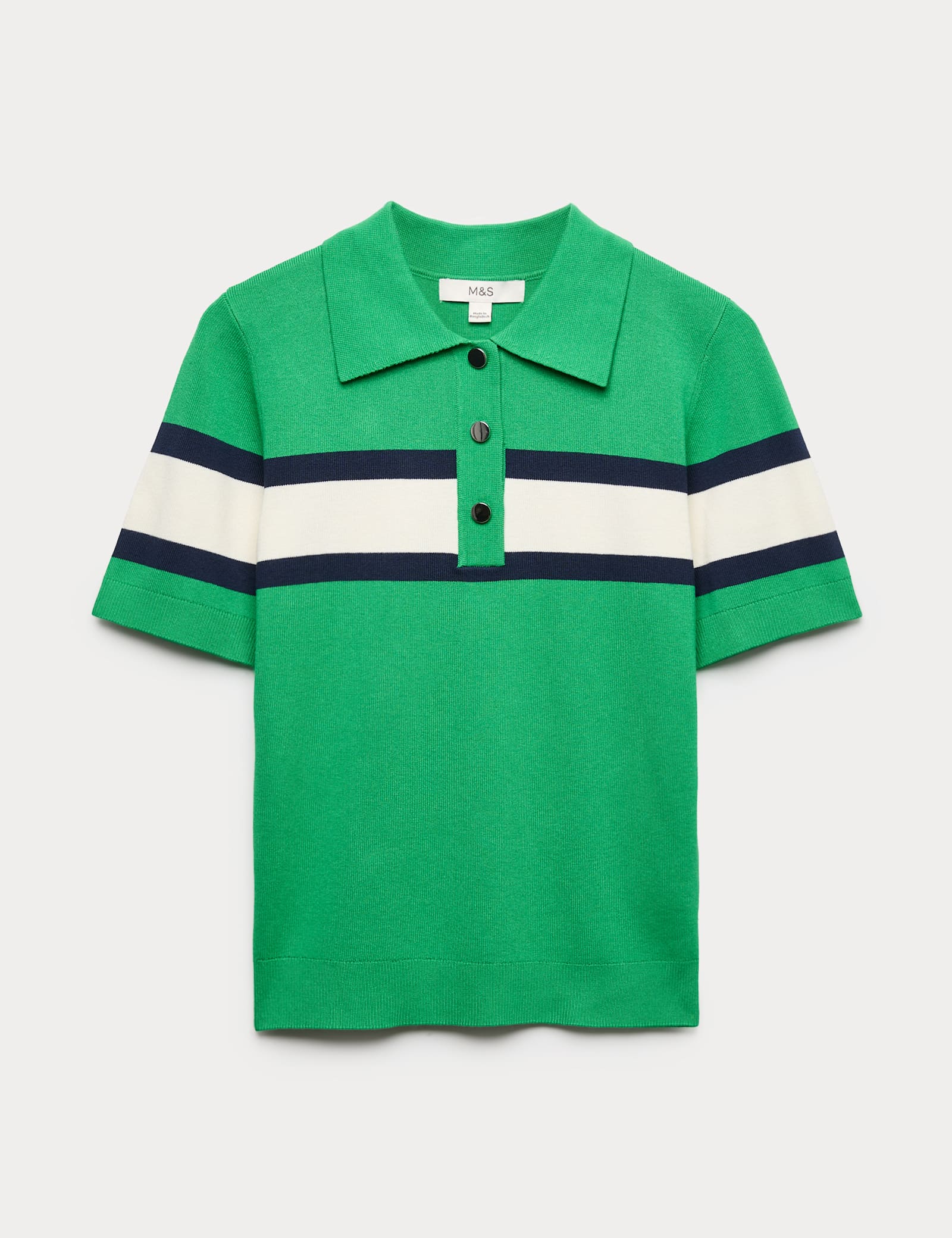 Striped Collared Slim Fit Knitted Top - image 1