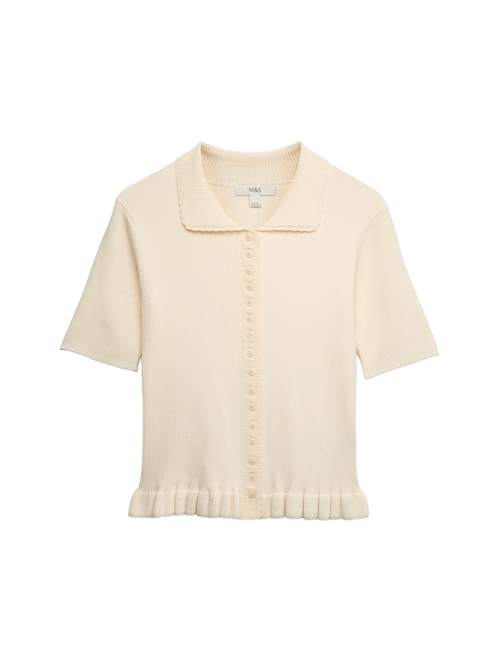 Ribbed Frill Detail Collared Cardigan - image 5