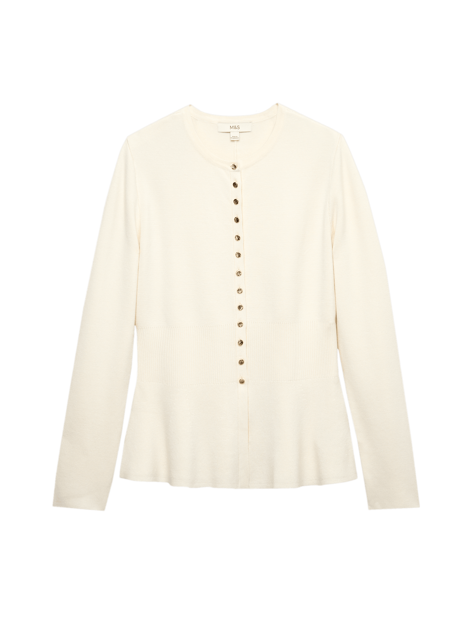 Crew Neck Peplum Slim Fit Cardigan - image 5