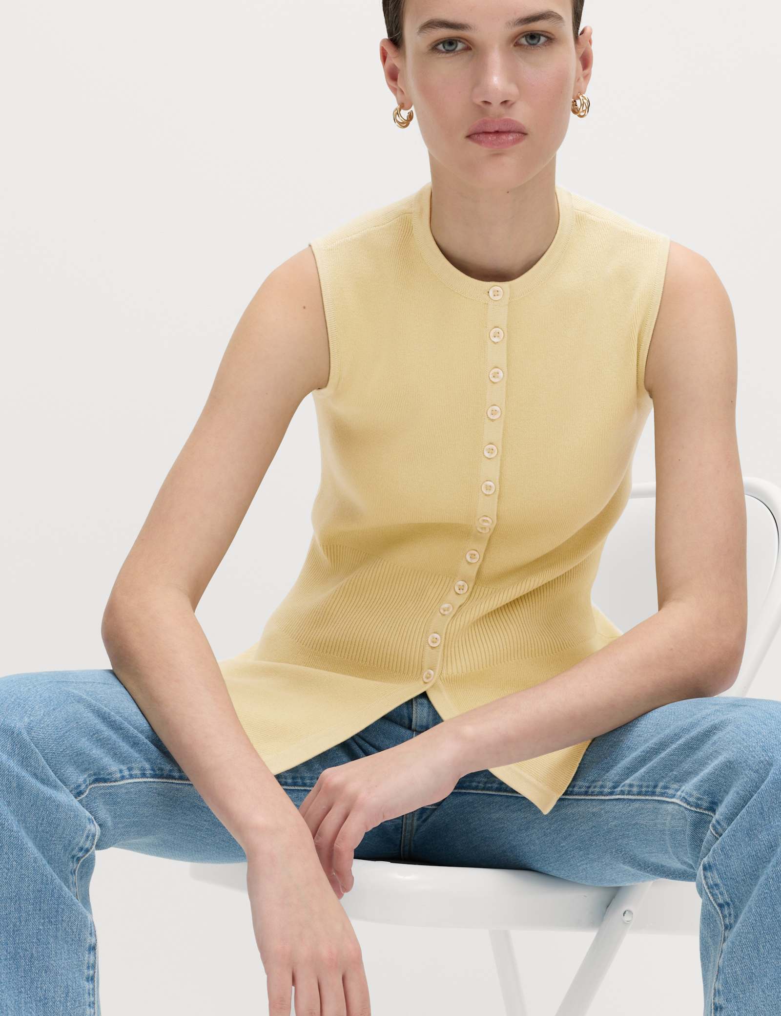 Ribbed Peplum Waisted Knitted Waistcoat - image 4
