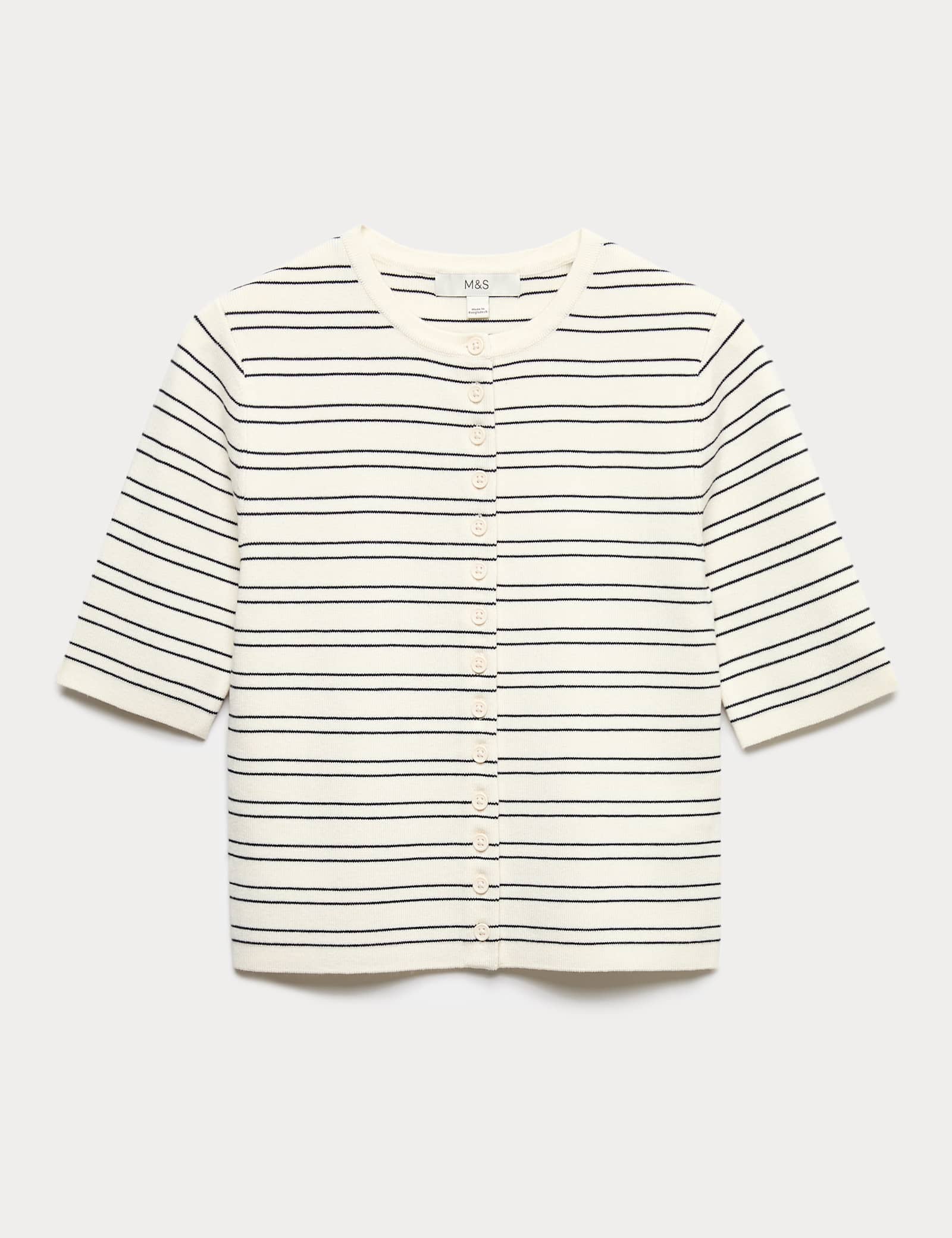 Striped Crew Neck Cropped Cardigan - image 1