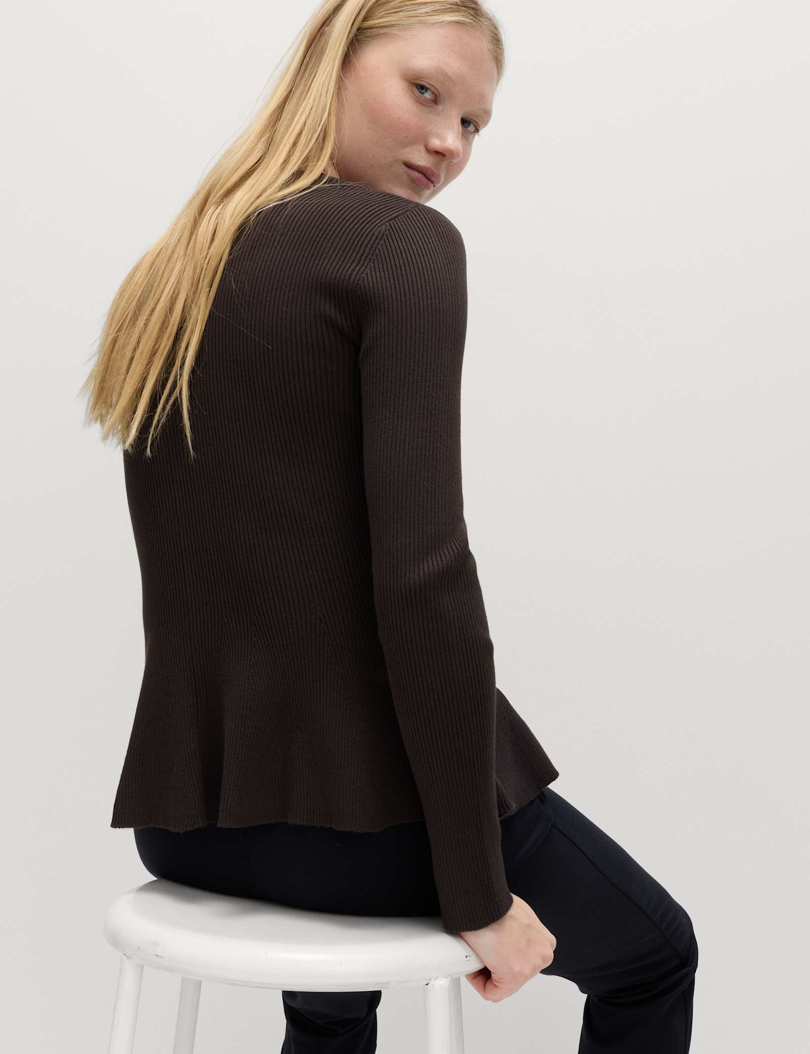 Ribbed Peplum Slim Fit Knitted Top - image 5