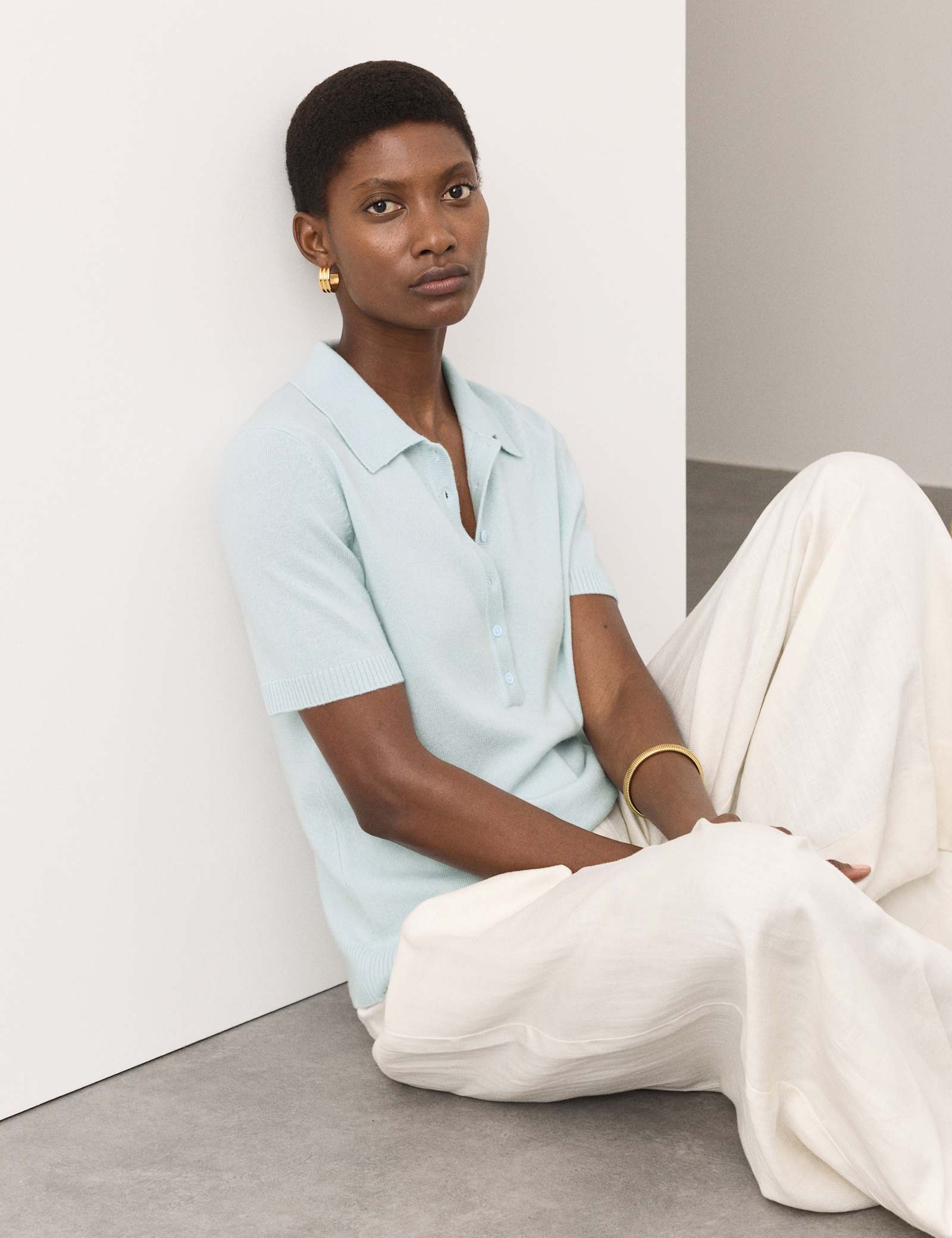 Merino Wool Rich Polo Neck Knitted Top with Cashmere - image 4