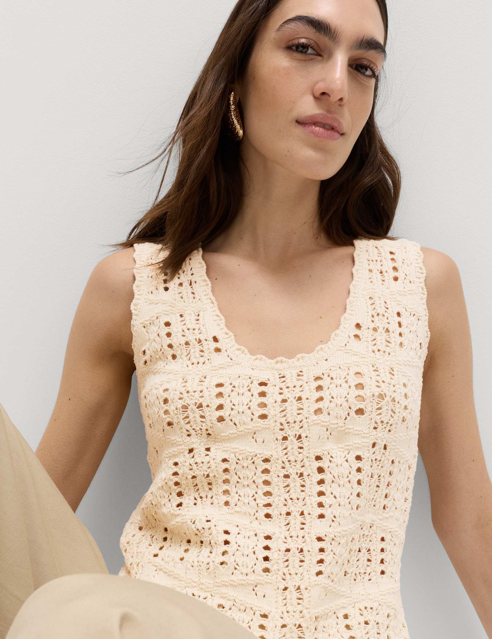 Pure Cotton Pointelle Knitted Vest - image 3