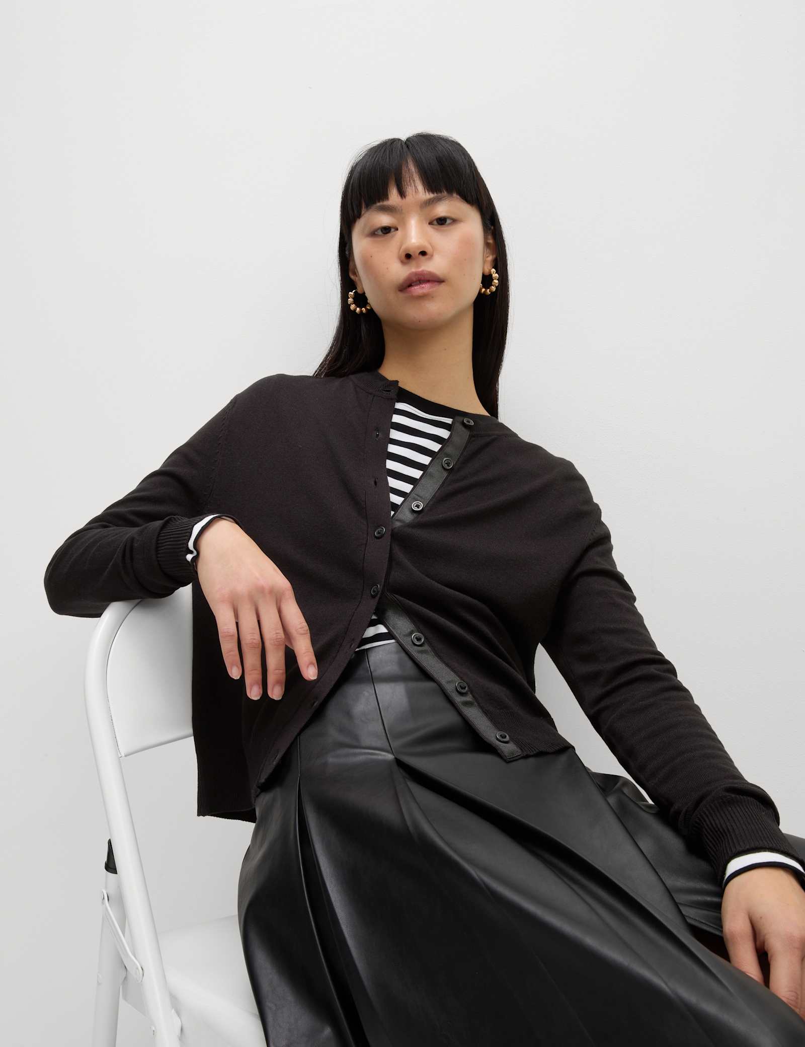 Crew Neck Button Front Cardigan - image 2