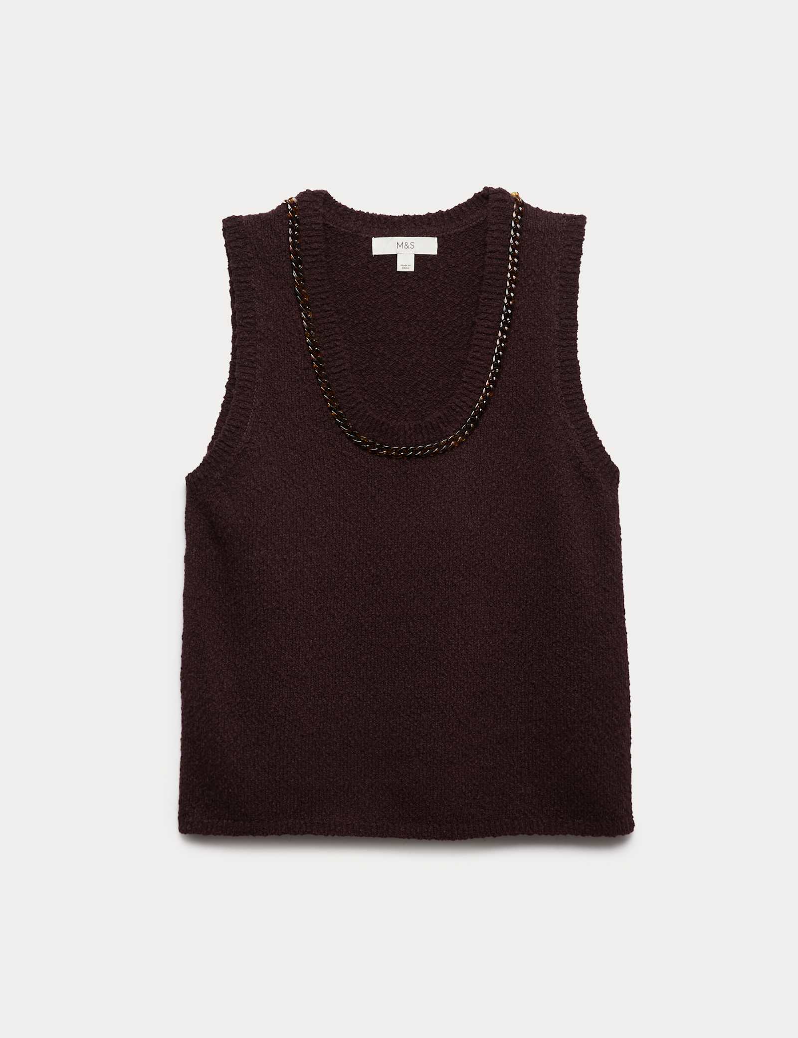 Cotton Rich Chain Trim Knitted Vest - image 2