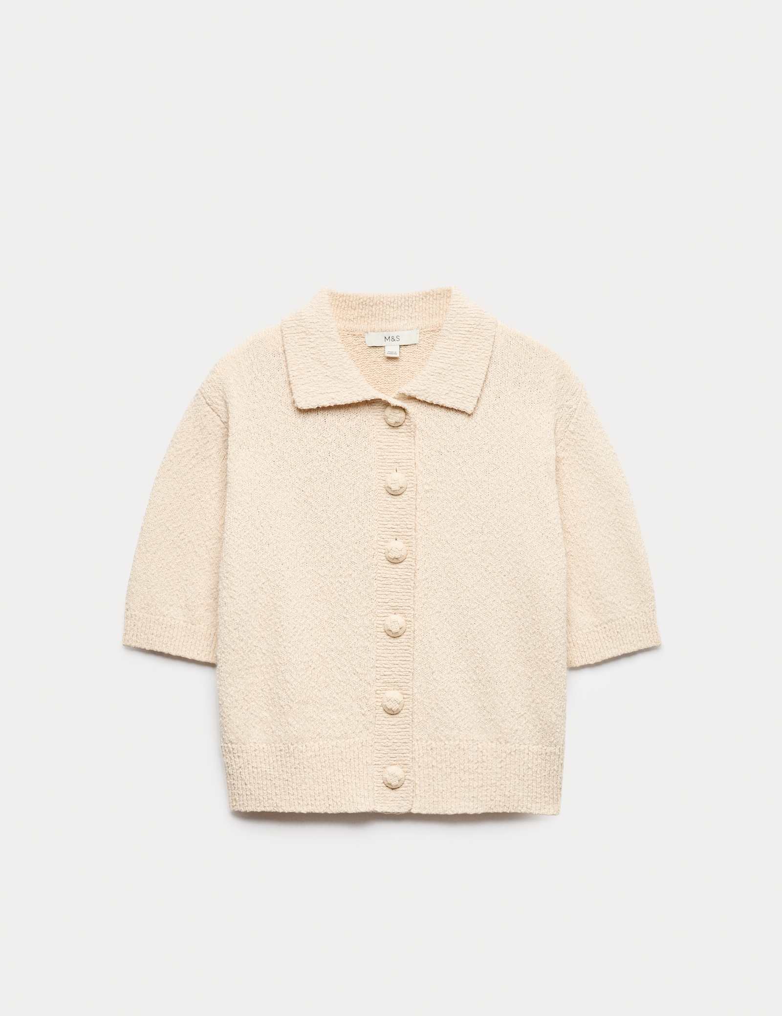 Cotton Rich Textured Cropped Cardigan - image 1