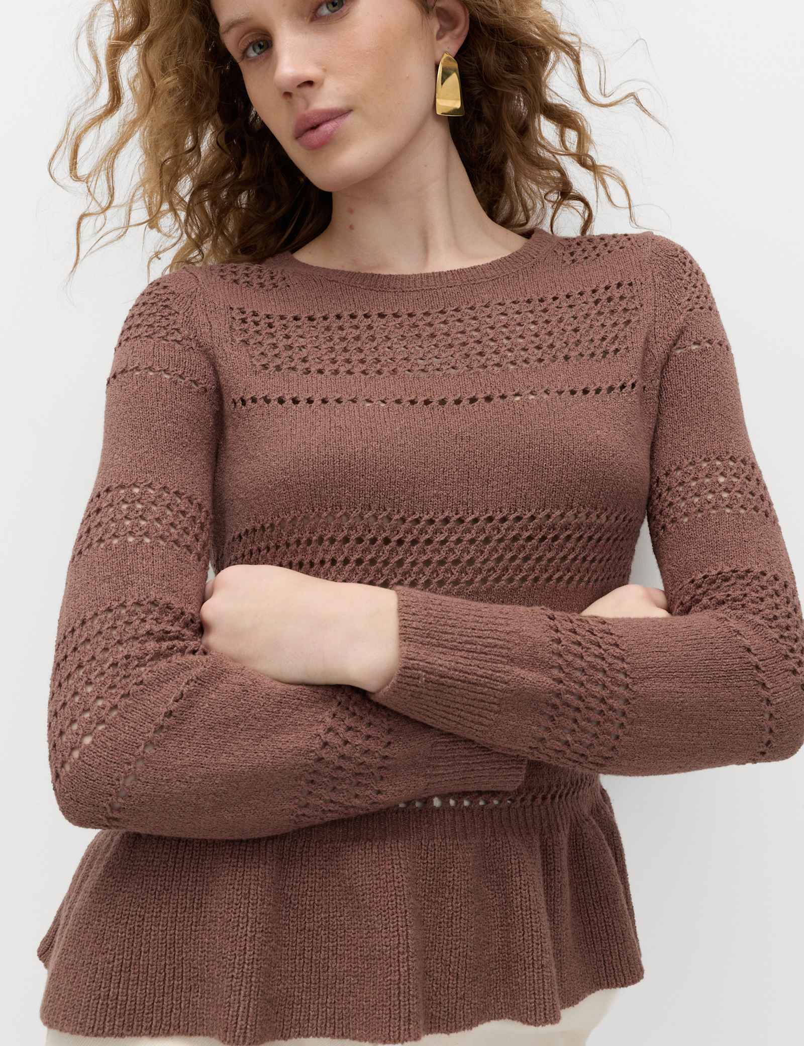 Cotton Blend Pointelle Ruffle Jumper - image 4
