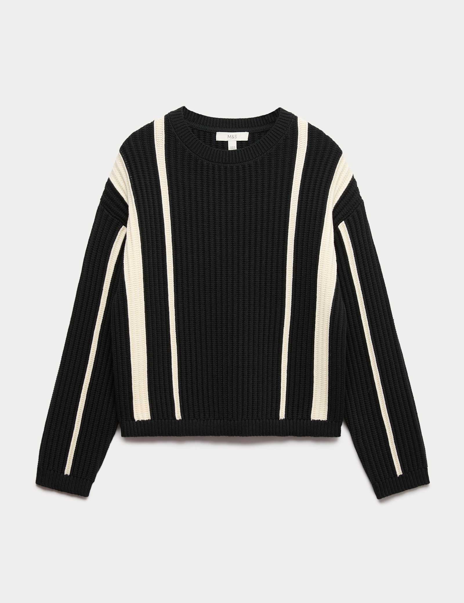 Cotton Rich Striped Ribbed Relaxed Jumper - image 1