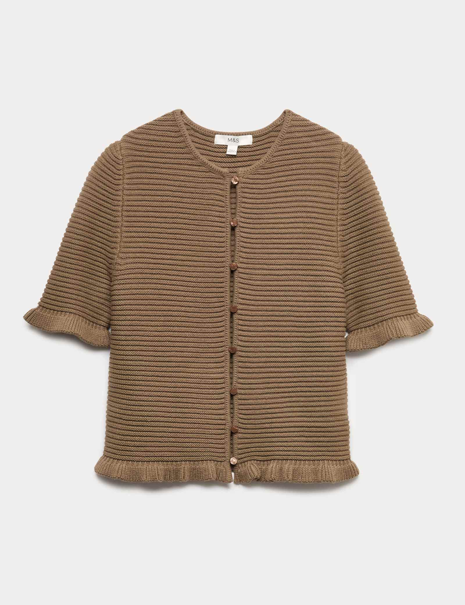 Cotton Rich Ruffle Detail Cardigan - image 1