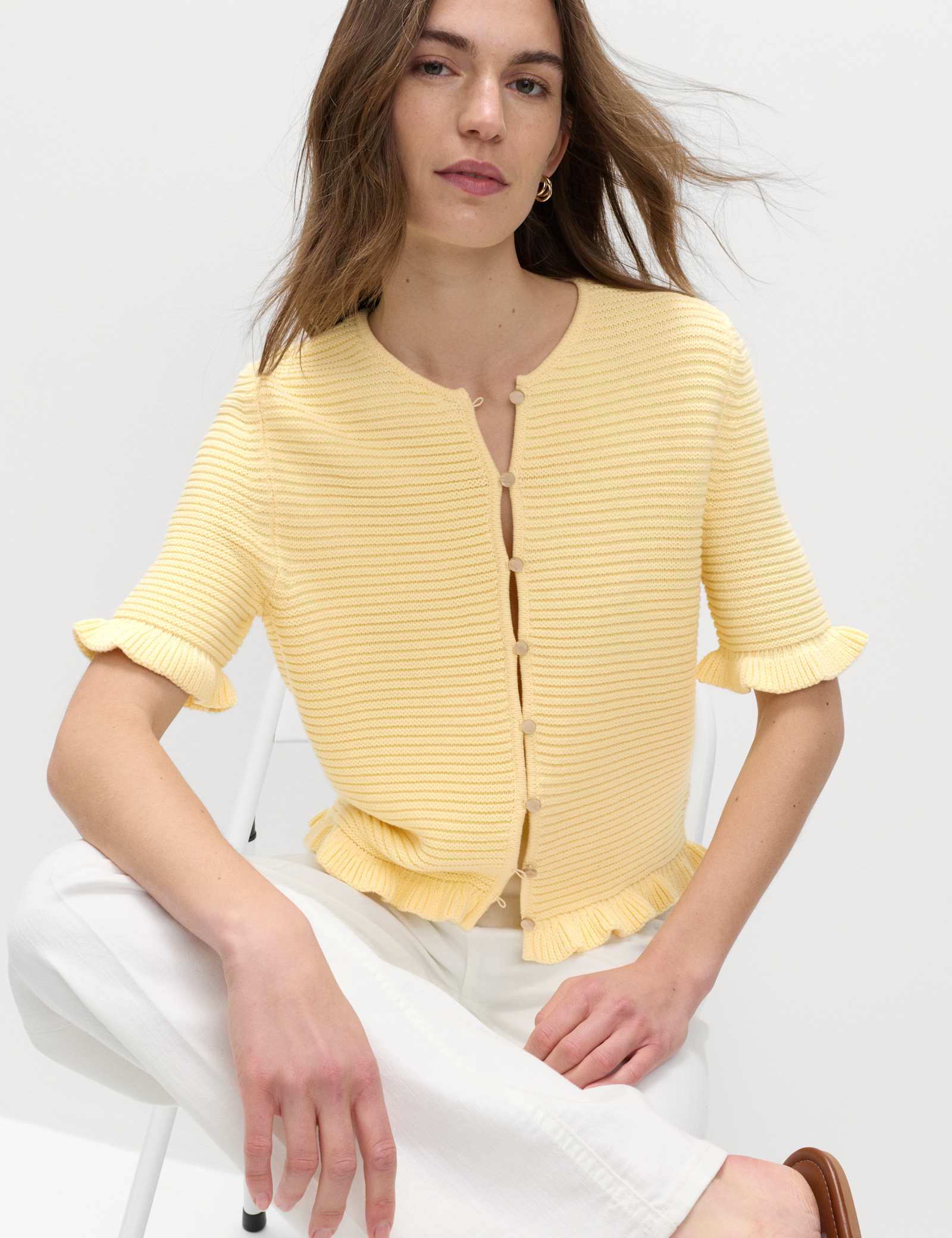 Cotton Rich Ruffle Detail Cardigan - image 4