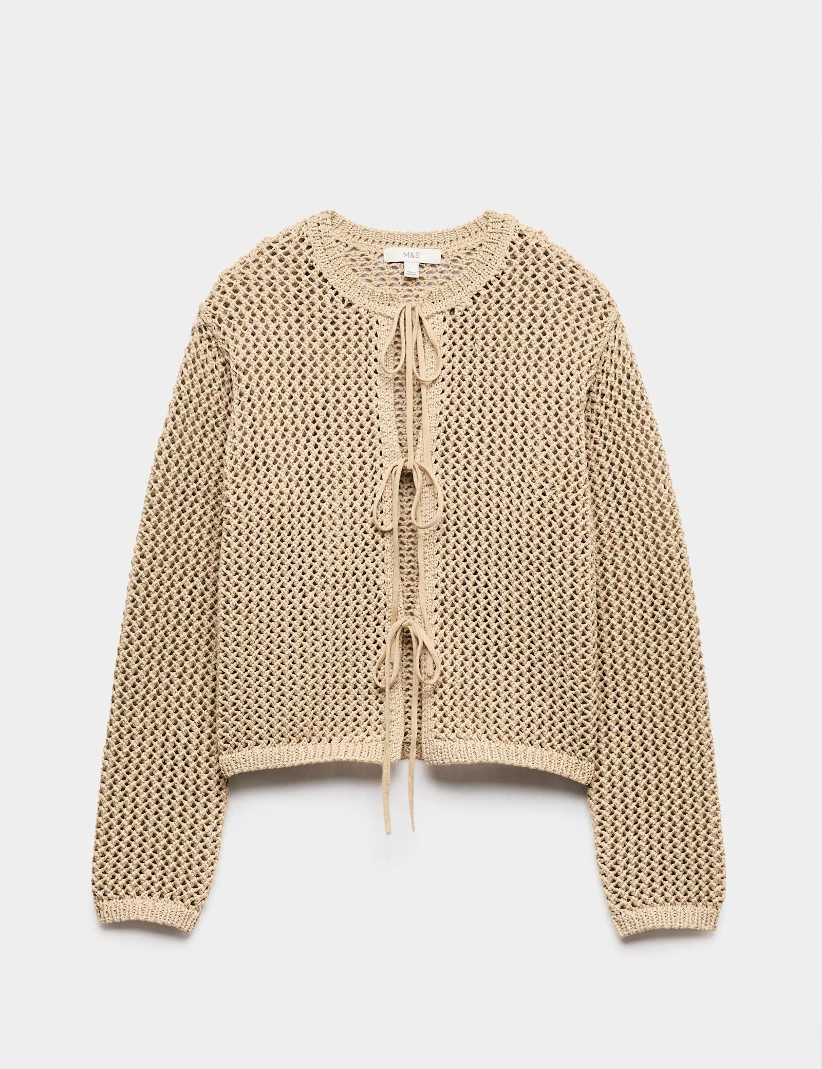 Textured Tie Front Slim Fit Cropped Cardigan - image 2