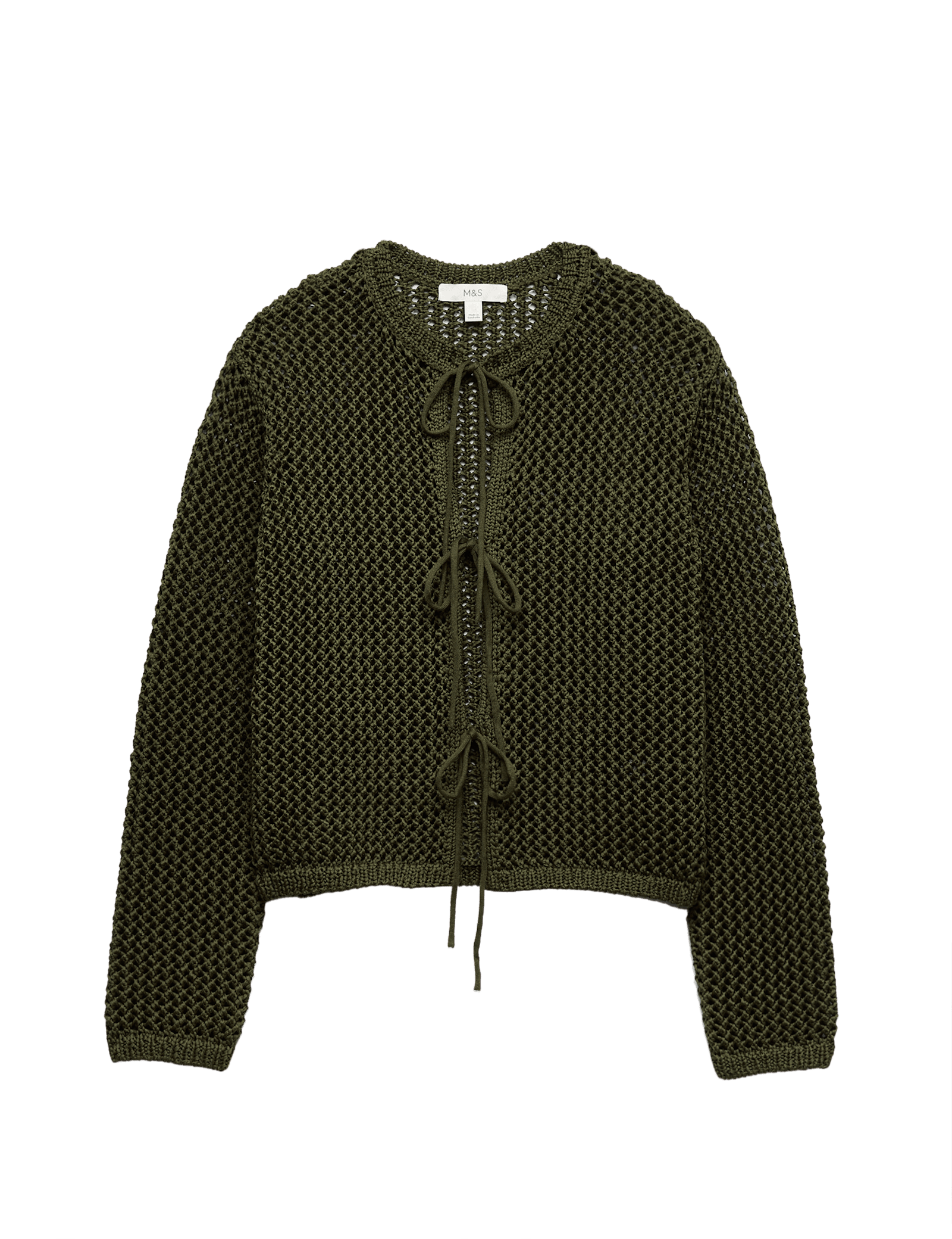 Textured Tie Front Slim Fit Cropped Cardigan - image 5
