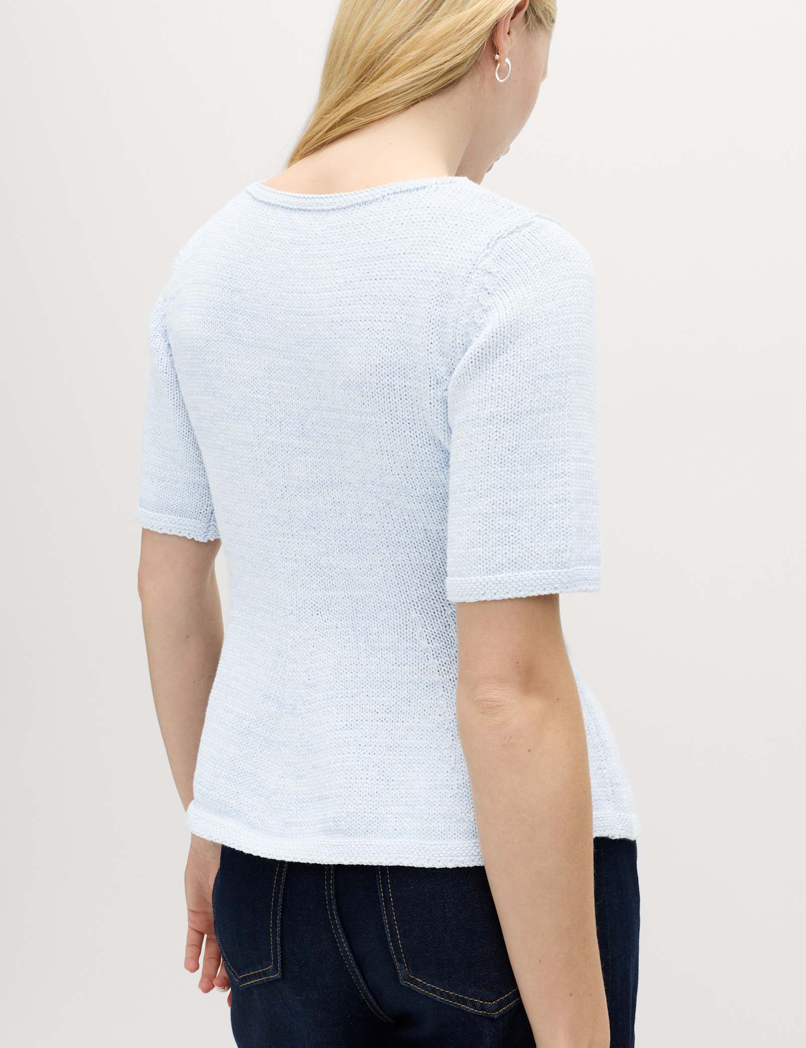 Cotton-Rich Peplum Knitted Top - image 4