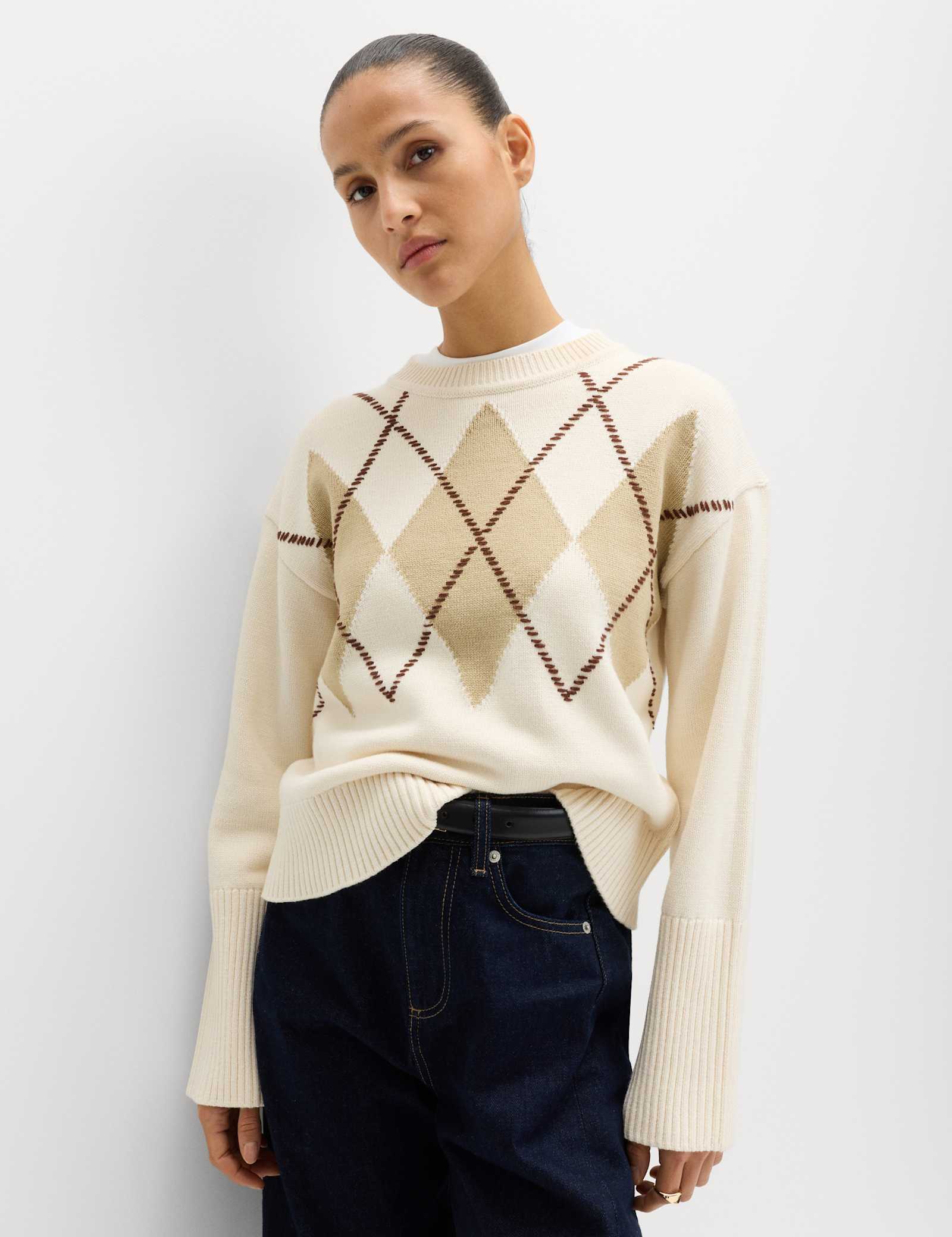 Cotton Rich Argyle Crew Neck Jumper - image 2