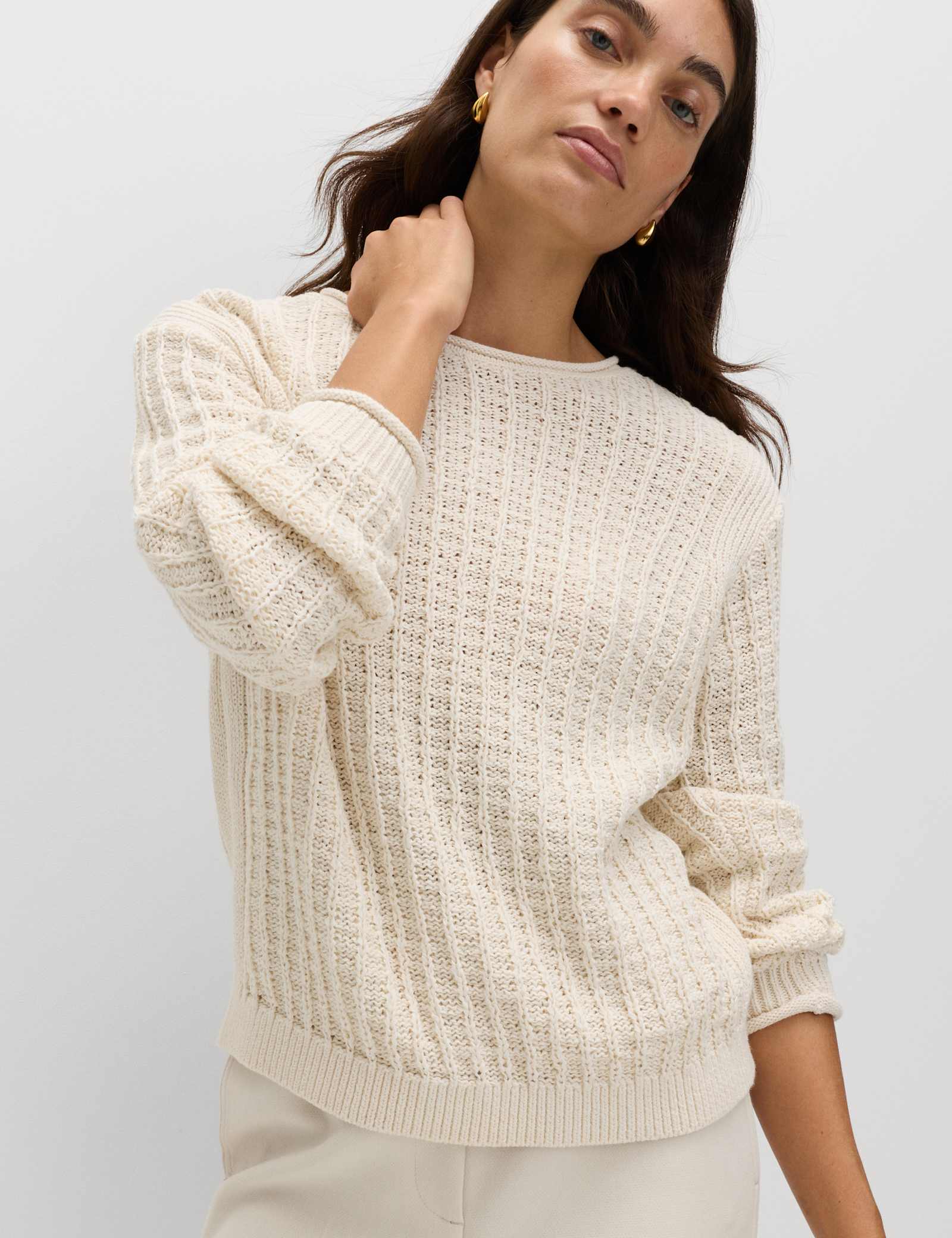 Cotton Rich Textured Crew Neck Jumper - image 3