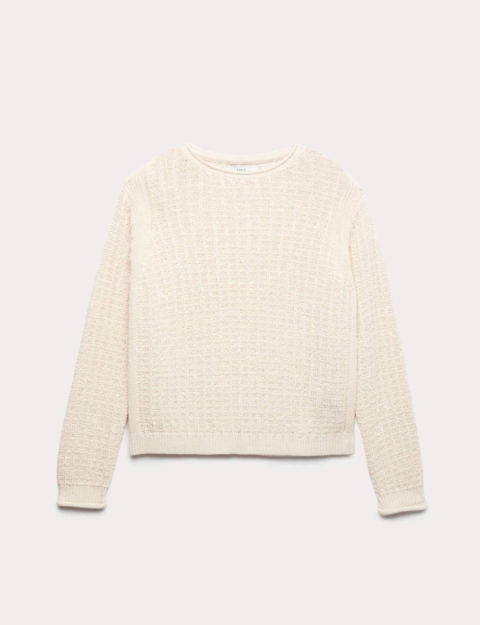 Cotton Rich Textured Crew Neck Jumper - image 1