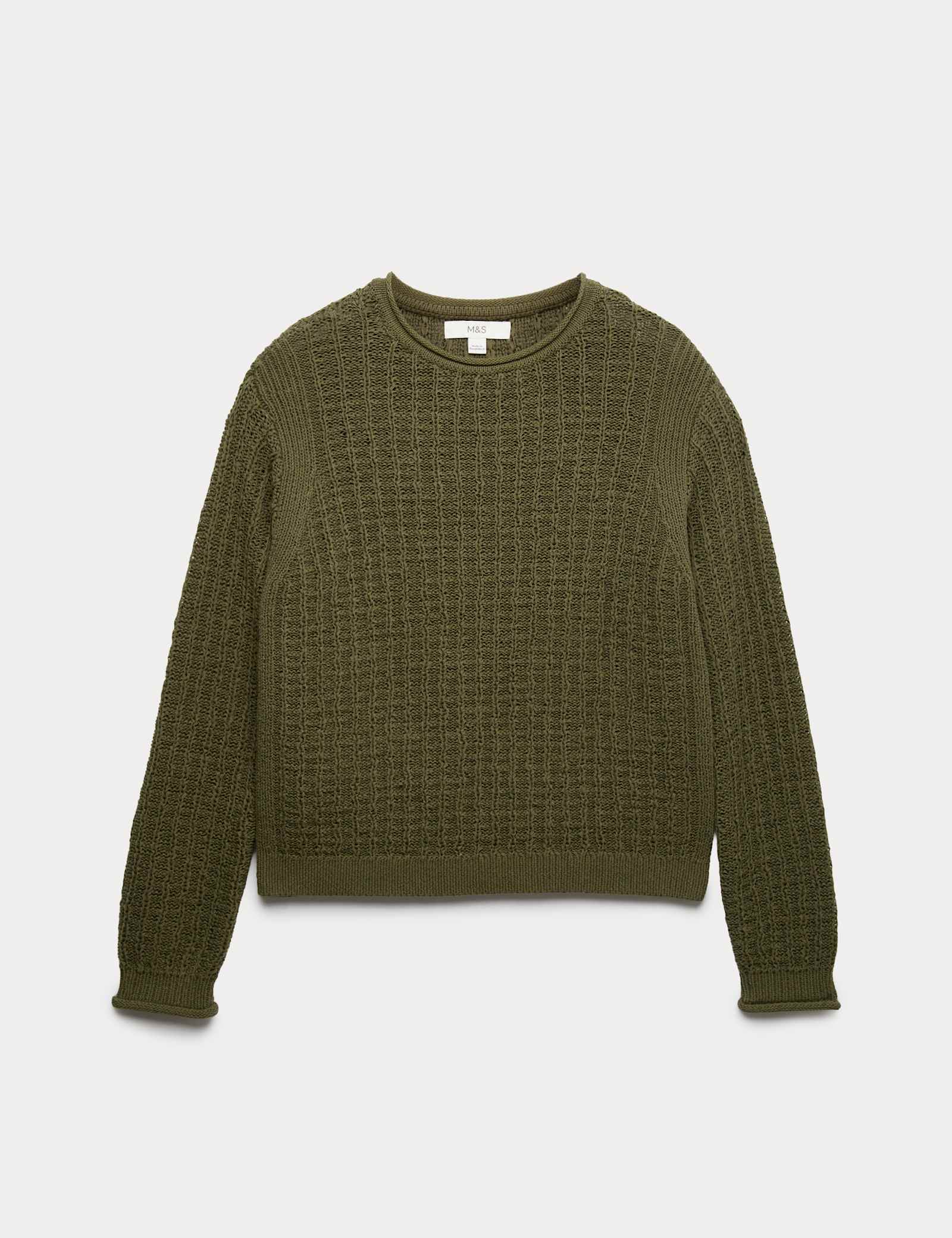 Cotton Rich Textured Crew Neck Jumper - image 2