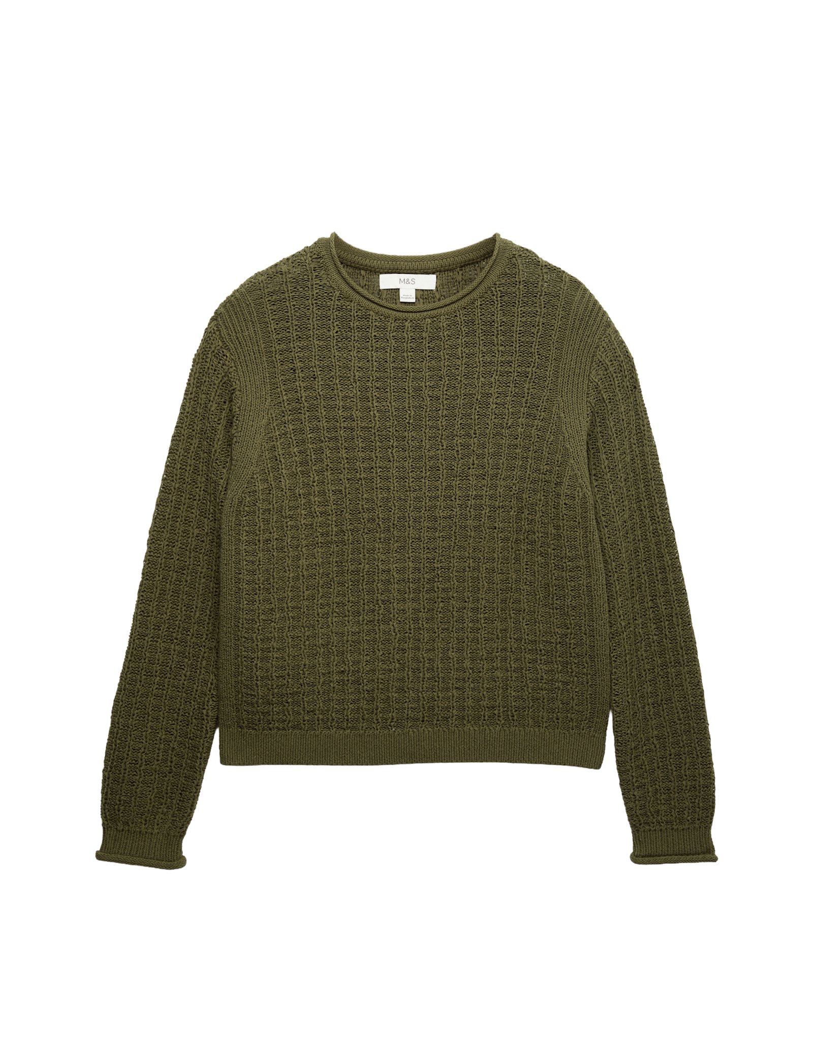 Cotton Rich Textured Crew Neck Jumper - image 5