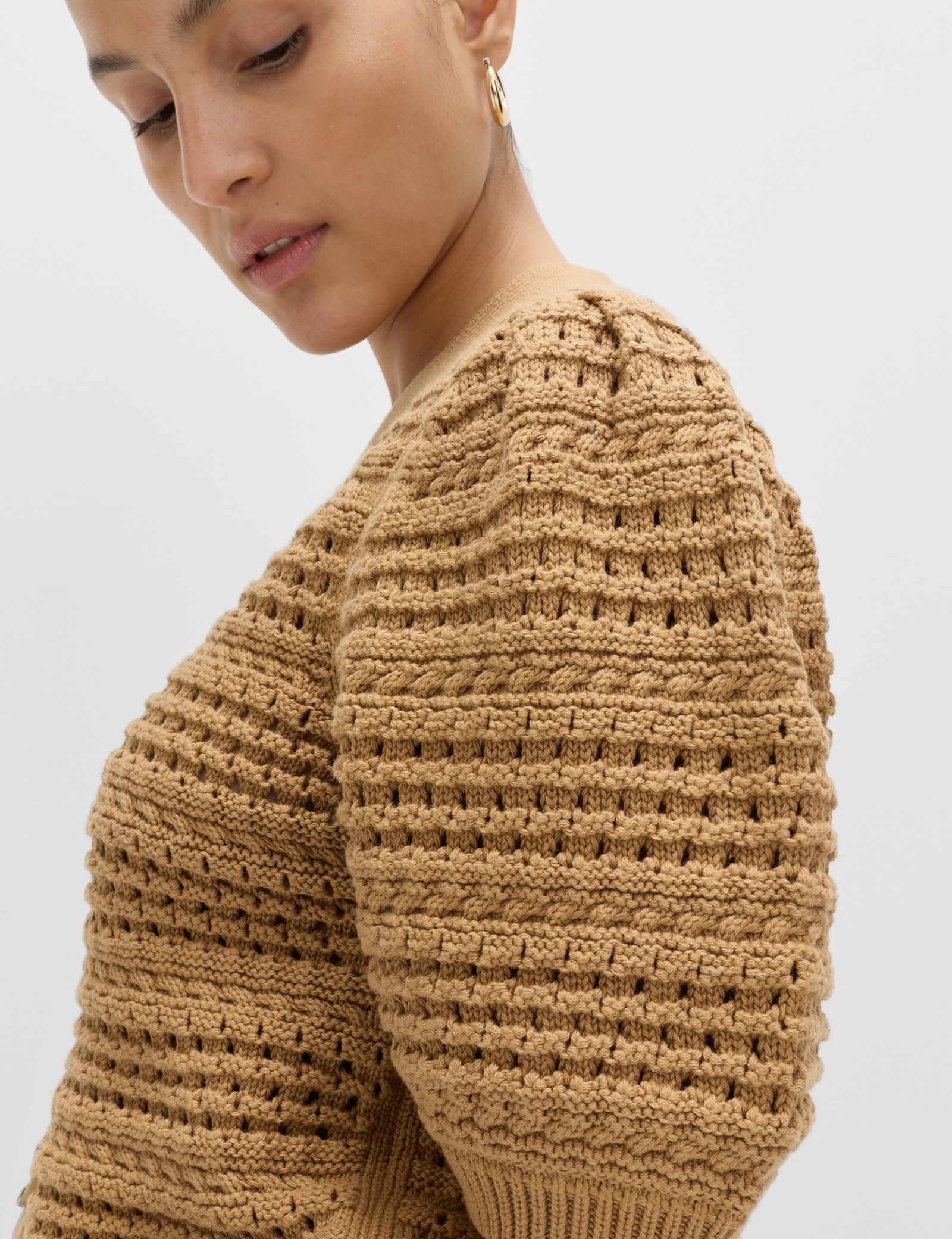 Pure Cotton Puff Sleeve Cropped Cardigan - image 3