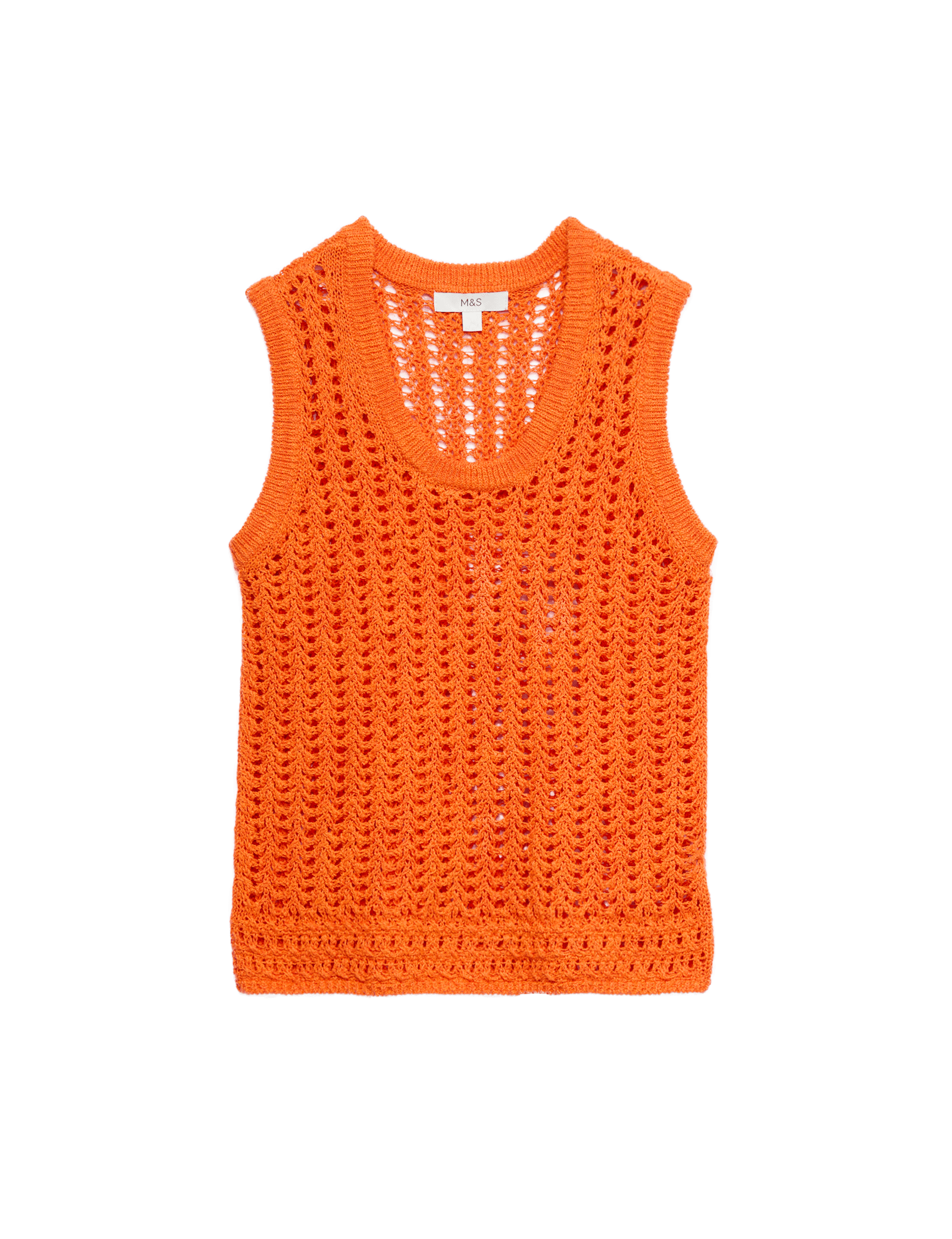 Cotton Rich Crochet-Style Scoop Neck Knitted Vest - image 5