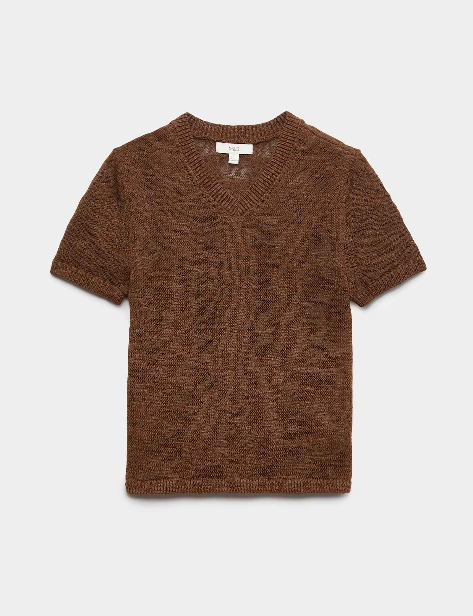 Cotton Rich V-Neck Slim Fit Knitted Top - image 2