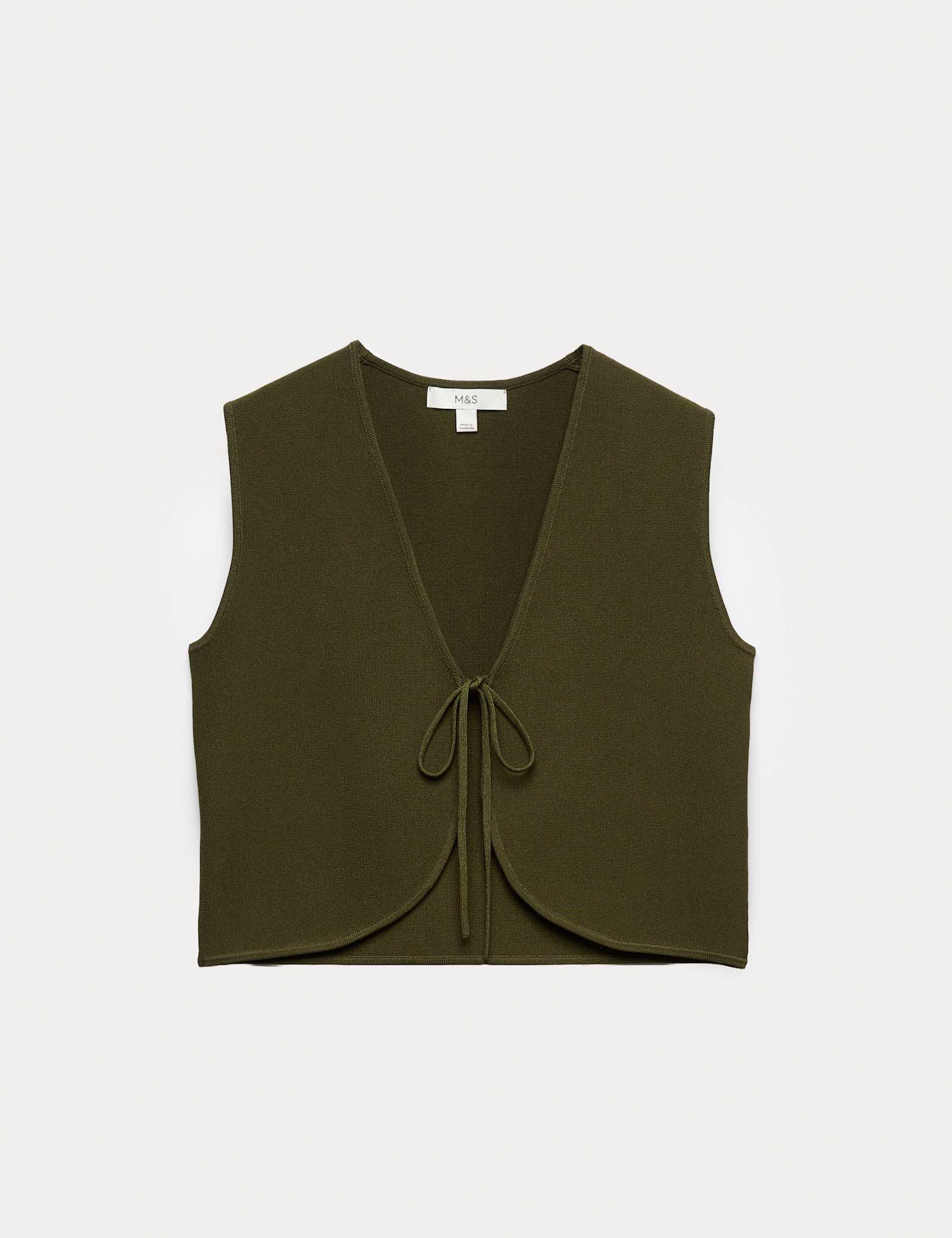 Tie Front Slim Fit Cropped Knitted Waistcoat - image 1