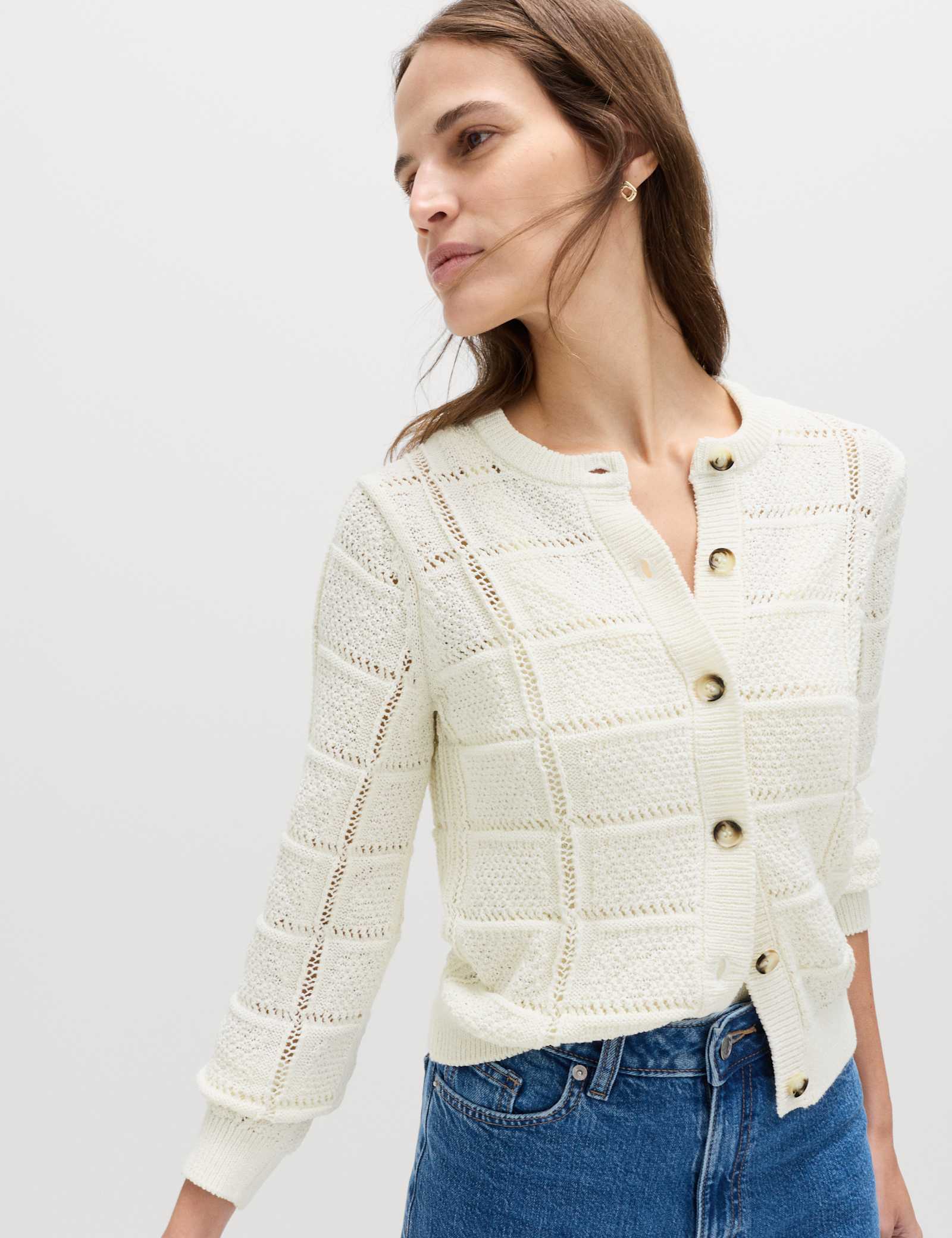 Cotton Blend Cropped Cardigan - image 2