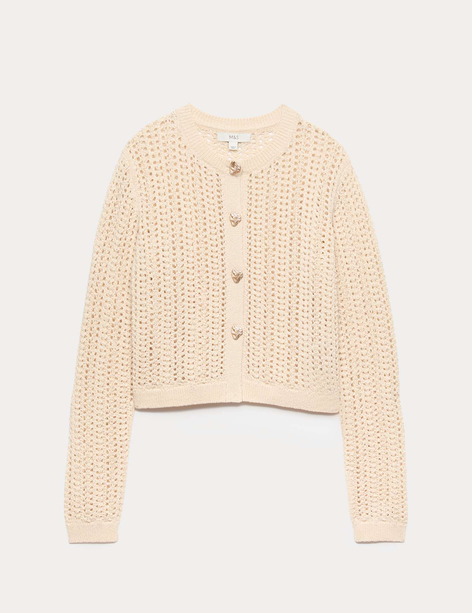 Cotton Blend Textured Slim Fit Cardigan - image 1