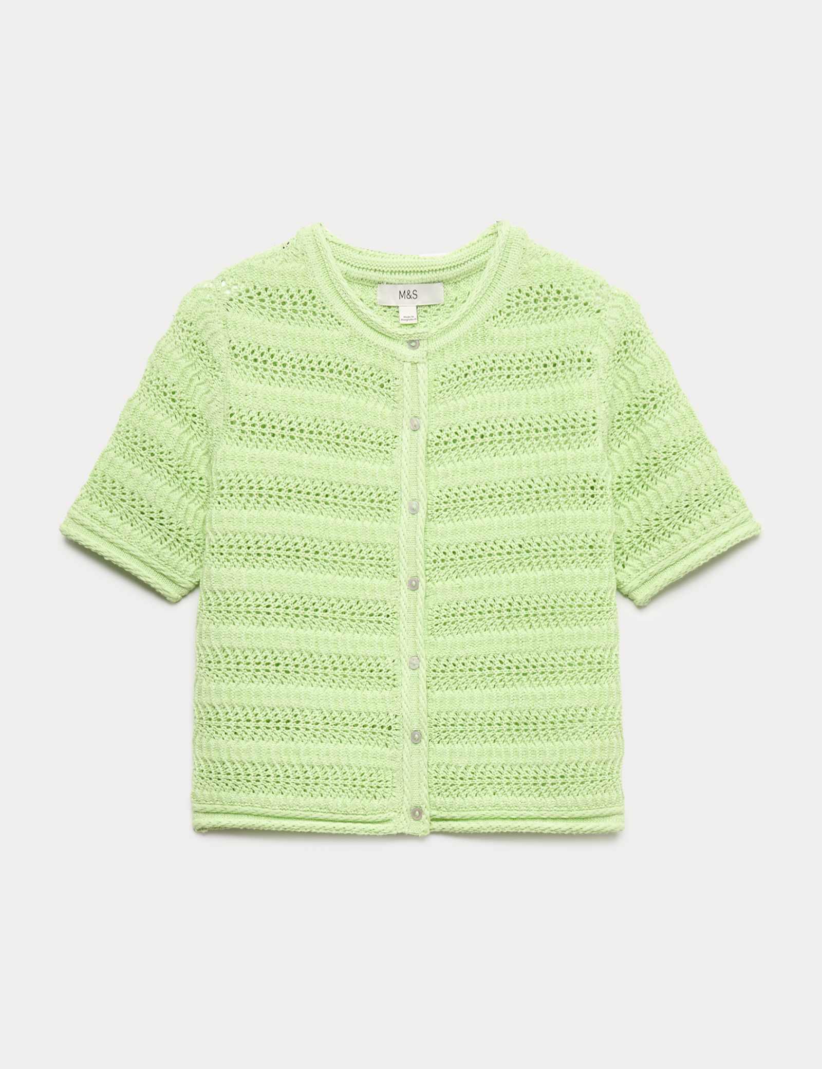 Cotton Blend Textured Cropped Cardigan - image 3