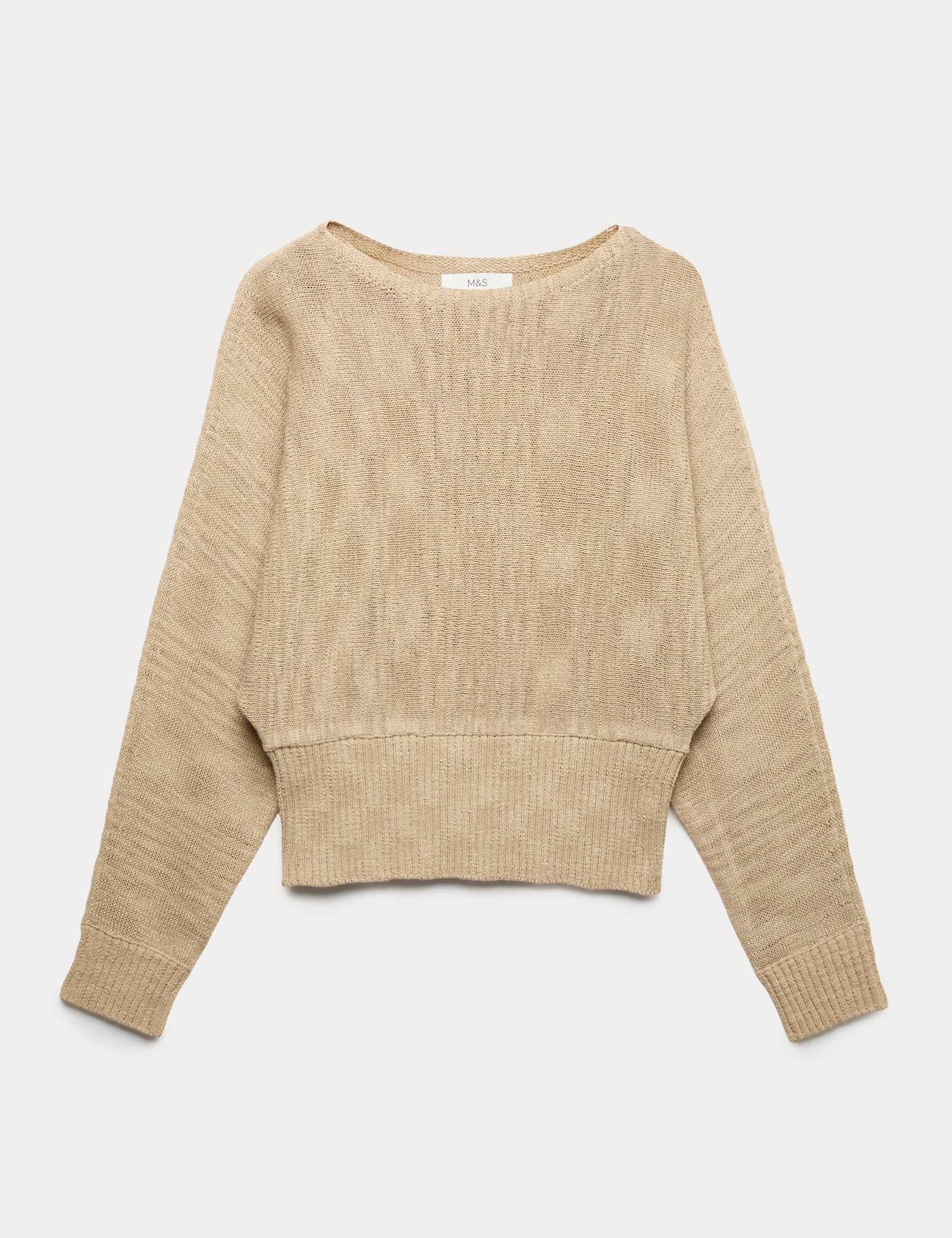 Cotton Rich Textured Slash Neck Relaxed Jumper - image 1