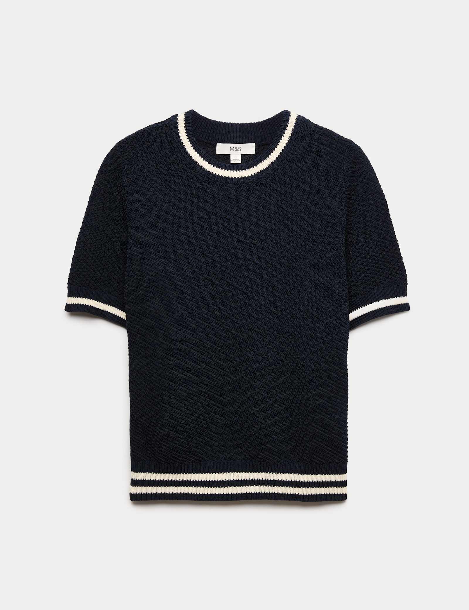 Cotton Rich Tipped Detail Knitted Top - image 1