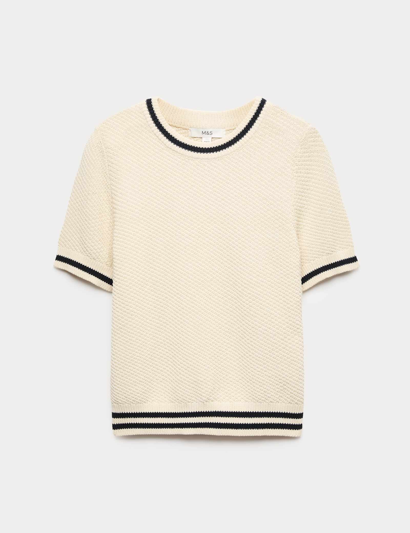 Cotton Rich Tipped Detail Knitted Top - image 2