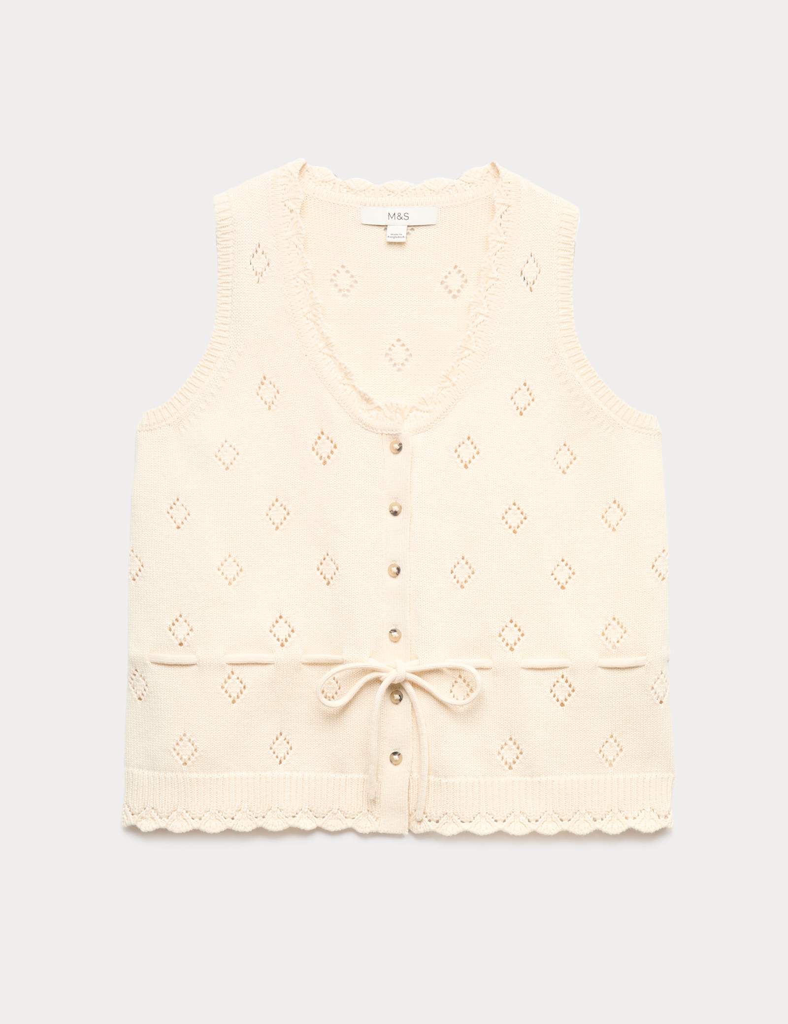 Pure Cotton Textured Cropped Knitted Vest - image 1