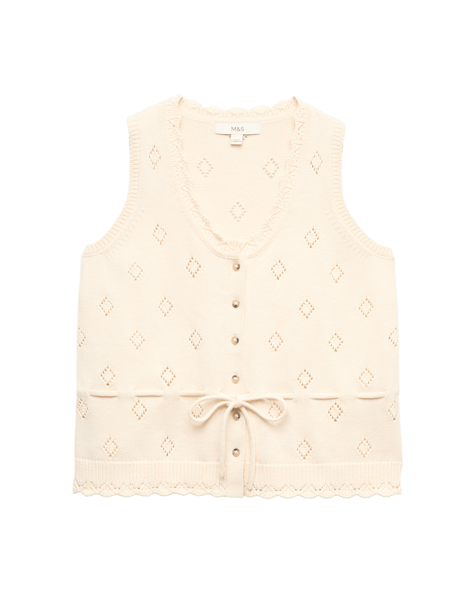 Pure Cotton Textured Cropped Knitted Vest - image 5