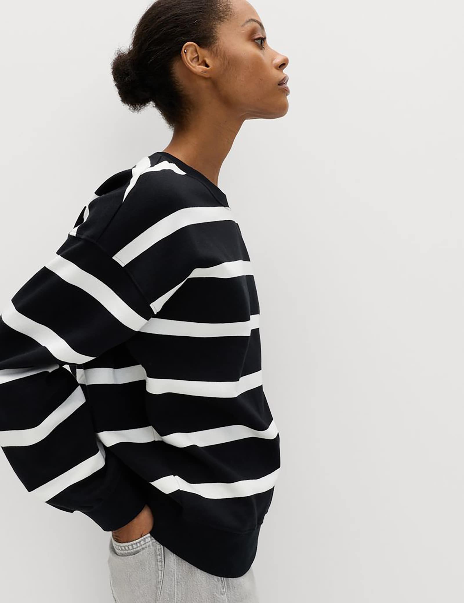 Cotton Rich Striped Long Sleeve Sweatshirt - image 2