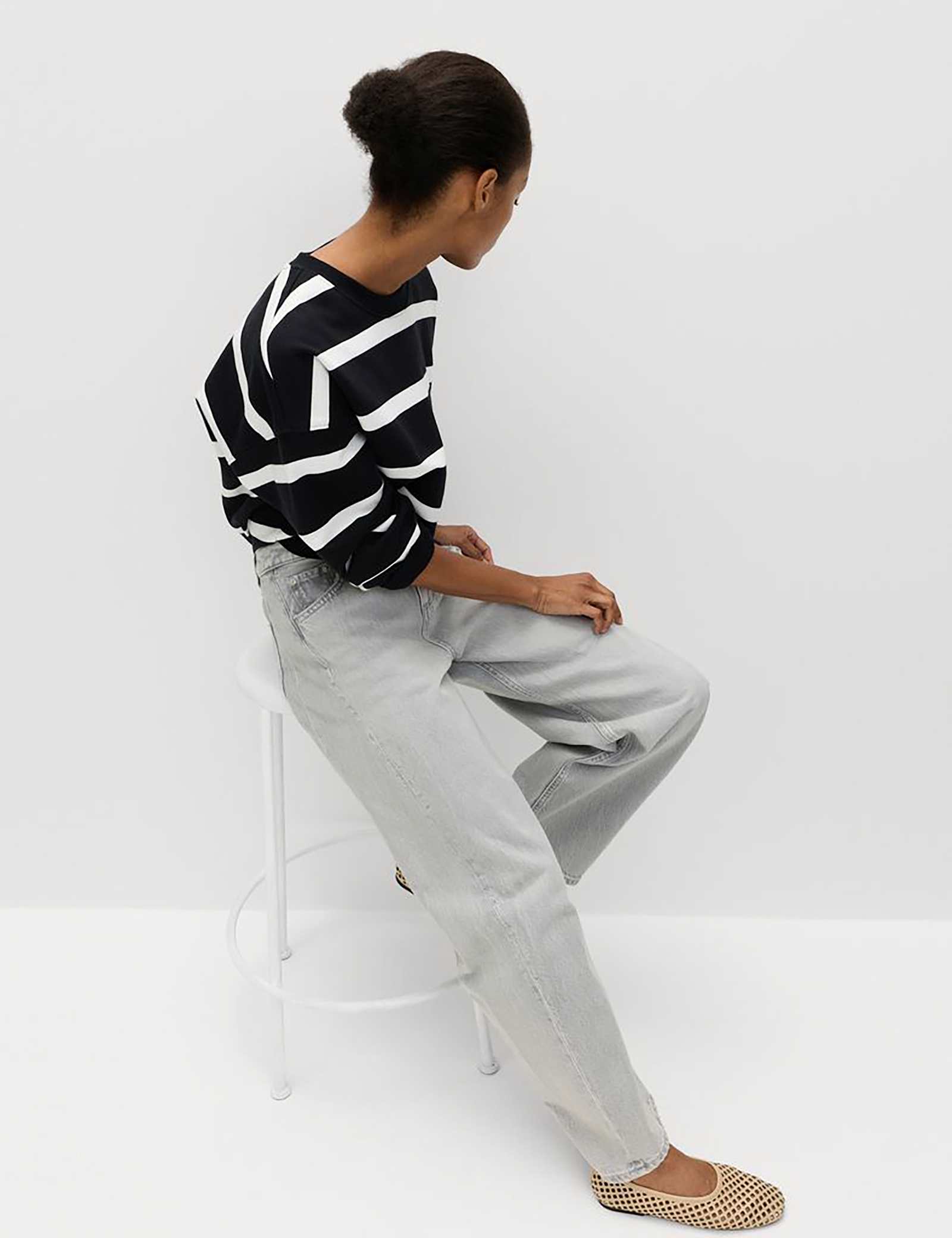 Cotton Rich Striped Long Sleeve Sweatshirt - image 5