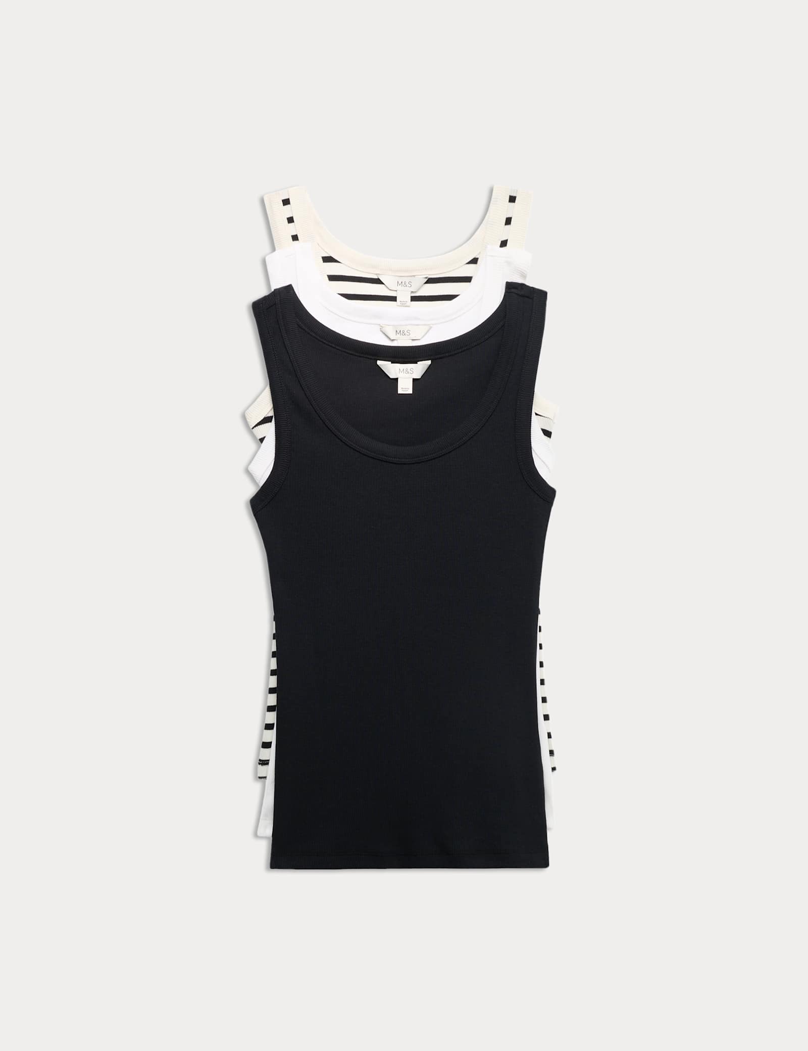 3 Pack Cotton Rich Ribbed Vest Tops - image 2