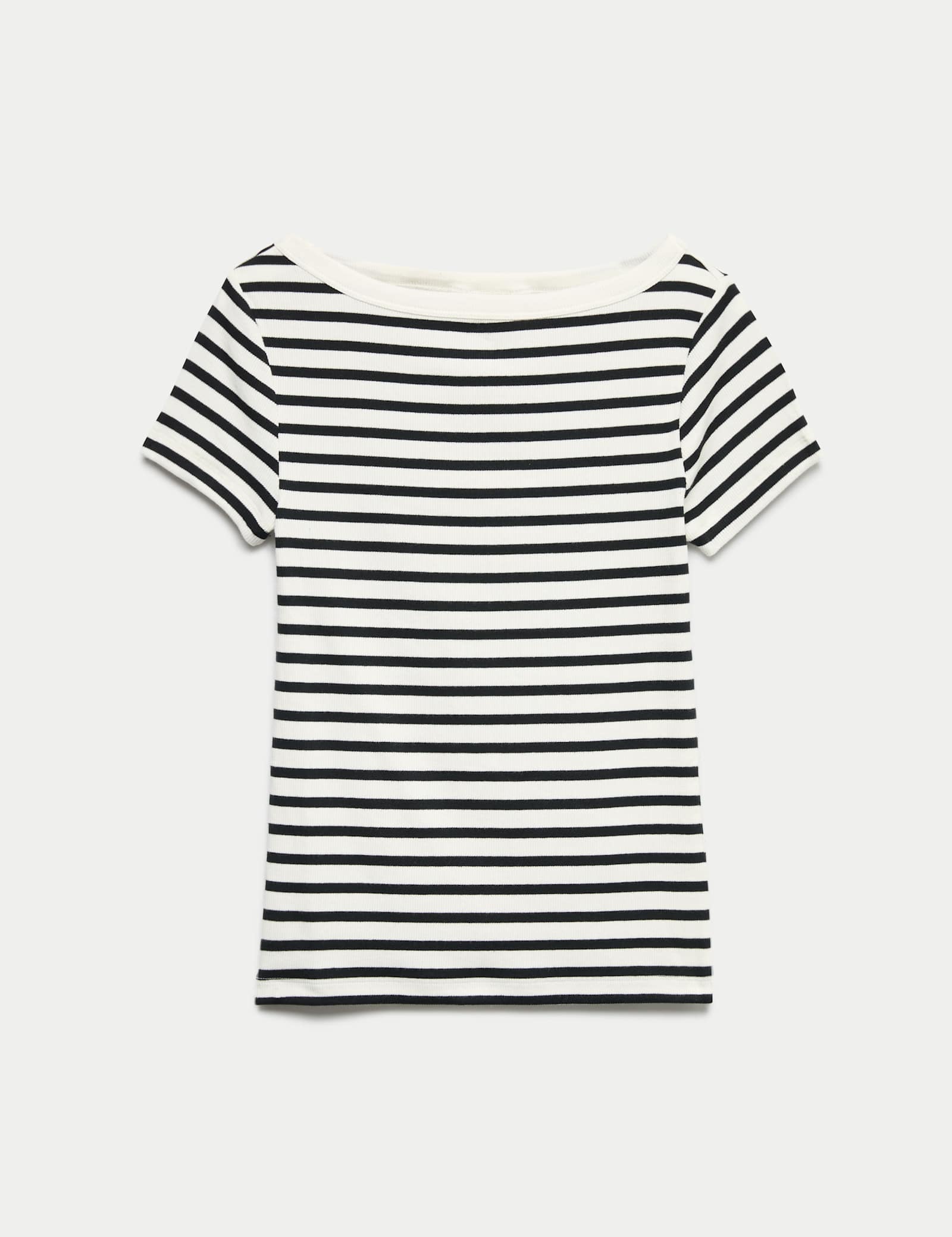 Cotton Rich Ribbed Slash Neck T-Shirt - image 4