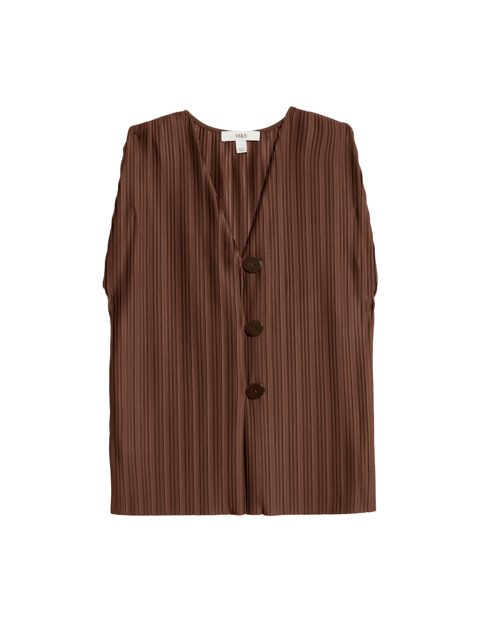 Plisse V-Neck Button Through Waistcoat - image 3